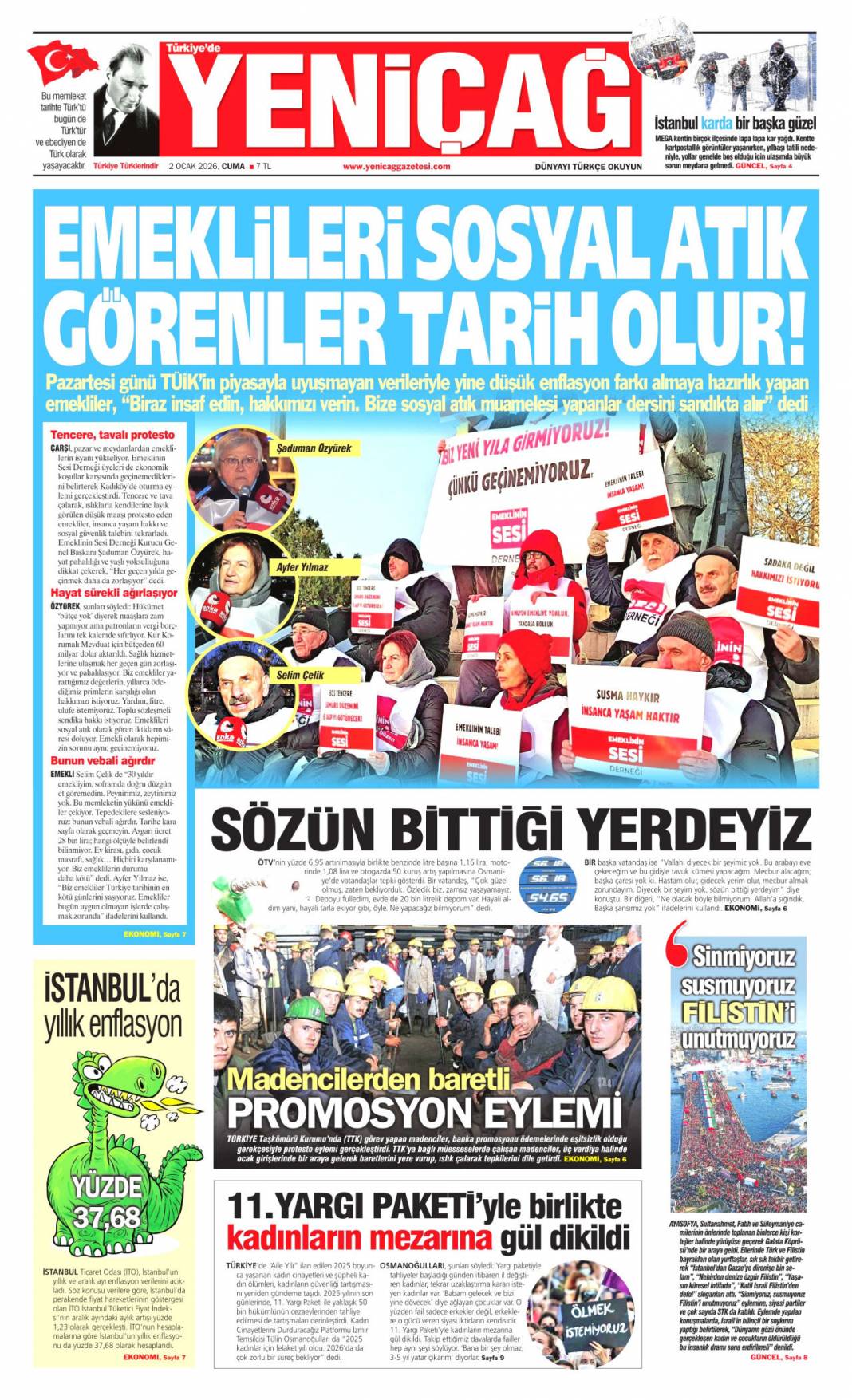 Türkiye susmadı, Gazze'yi unutmadı: 2 Ocak 2026 Pazartesi güncel gazete manşetleri 18