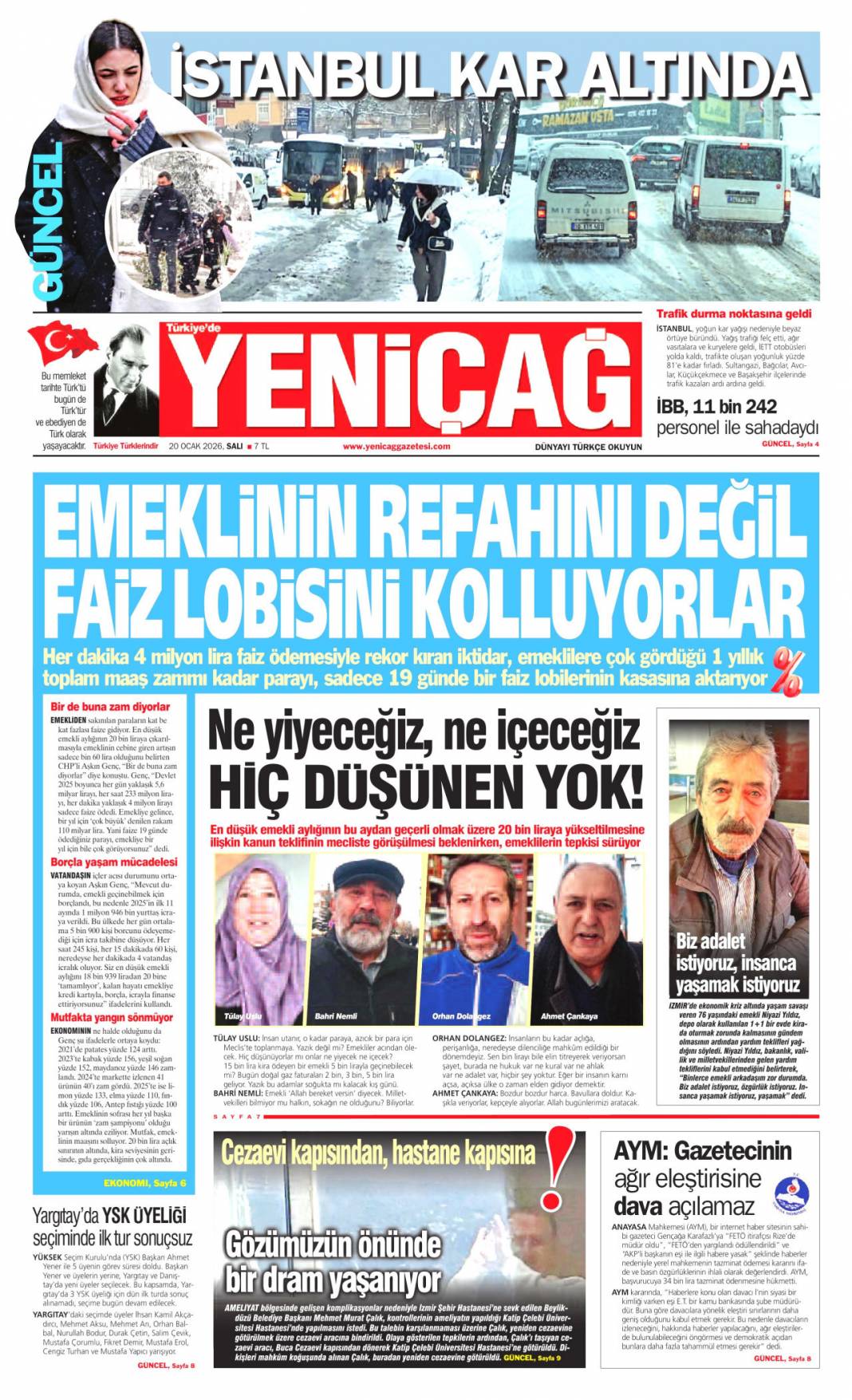 Takozlara rağmen hizmetten taviz yok: 20 Ocak 2026 Salı güncel gazete manşetleri 21