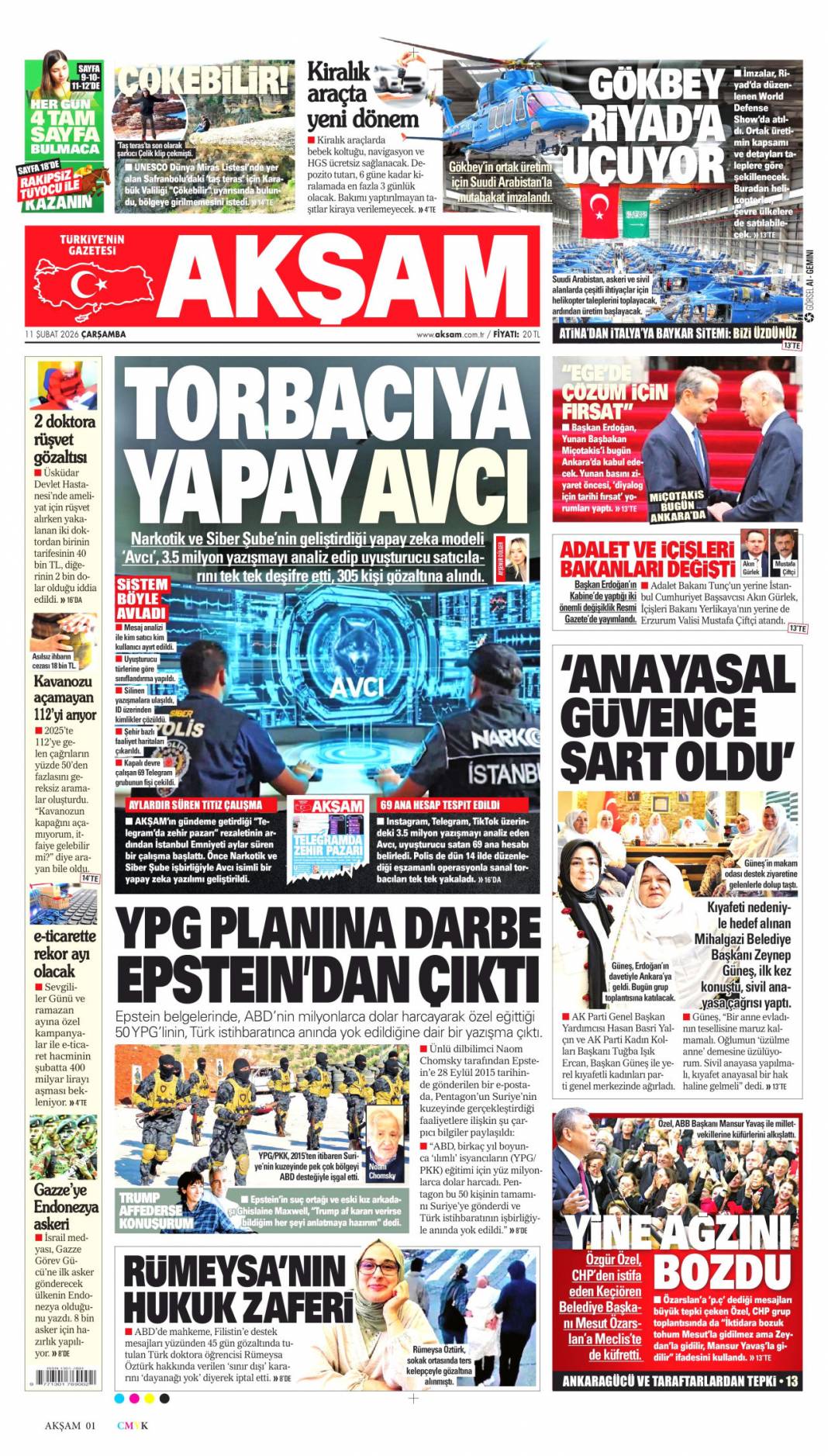 Tacizci başkana sahip çıktılar: 11 Şubat 2026 Çarşamba güncel gazete manşetleri 6