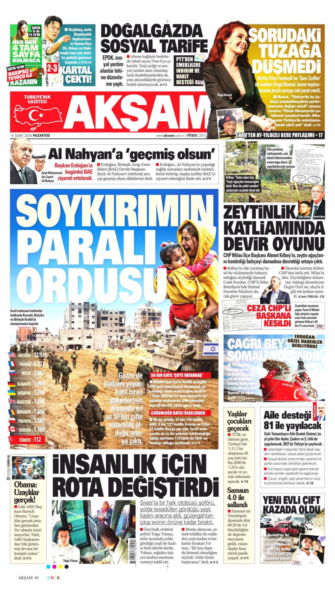 İstifa ağaç katliamını örtmez: 16 Şubat 2026 Pazartesi güncel gazete manşetleri 6