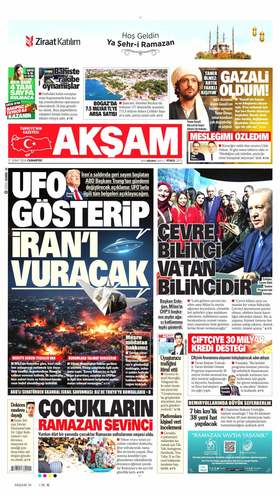 Türkiye Ramazanda Gazze'yi unutmadı: 21 Şubat 2026 Cumartesi güncel gazete manşetleri 6