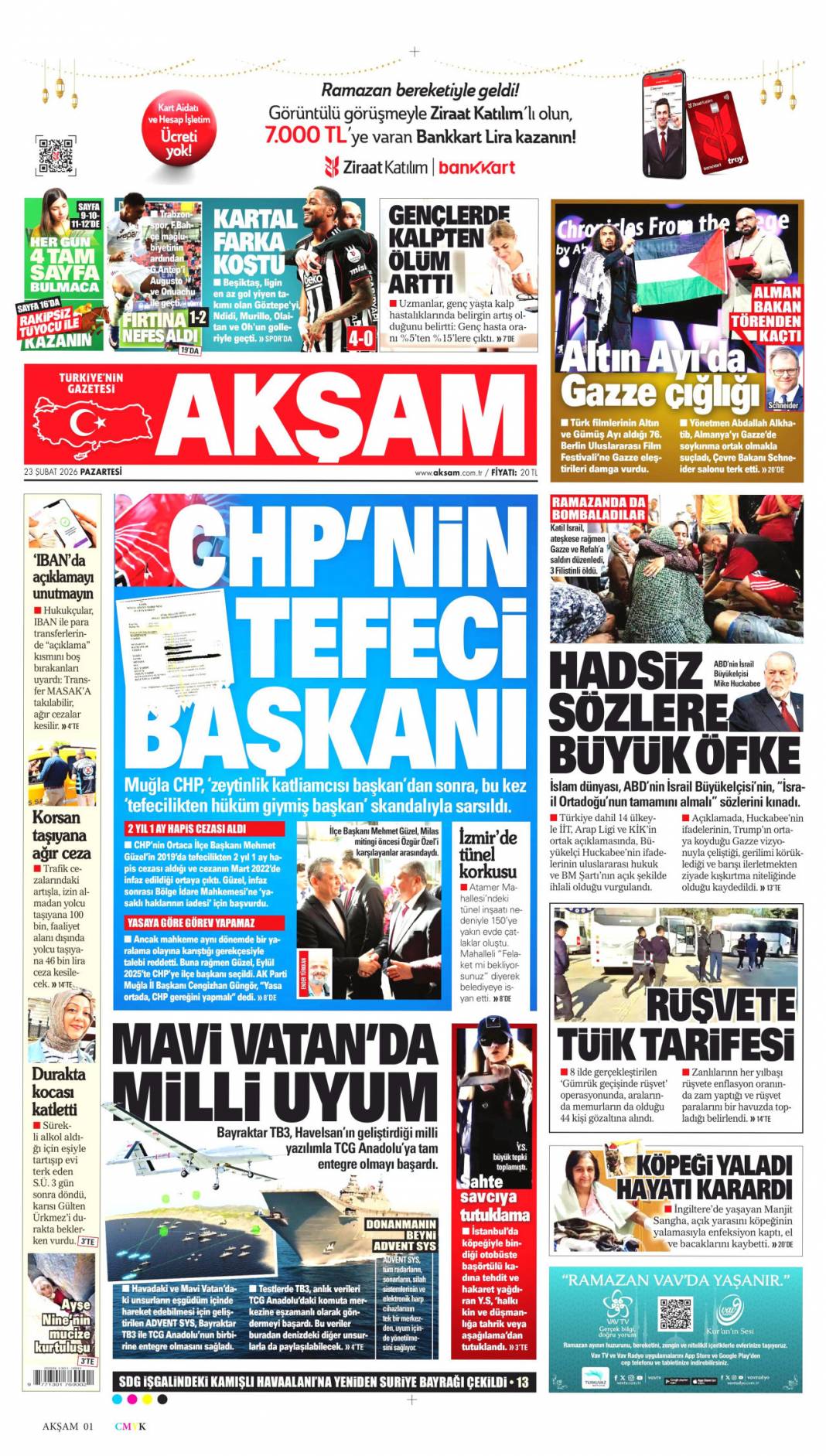 Zehir tacirlerine Avcı'dan Siber darbe: 23 Şubat 2026 Pazartesi güncel gazete manşetleri 9