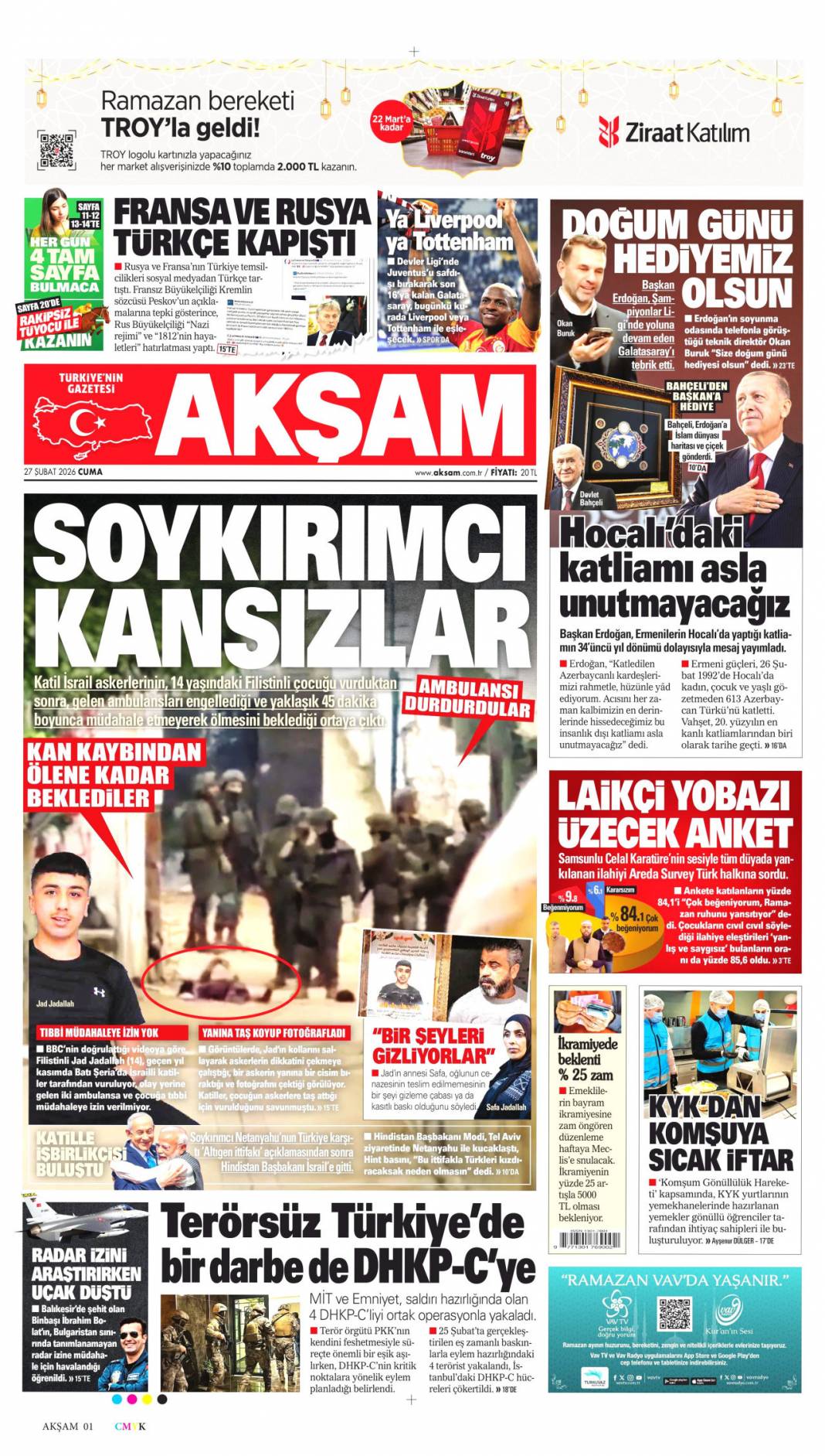 Her alanda tarihi dönüşüm yaşıyoruz: 27 Şubat 2026 Cuma güncel gazete manşetleri 8