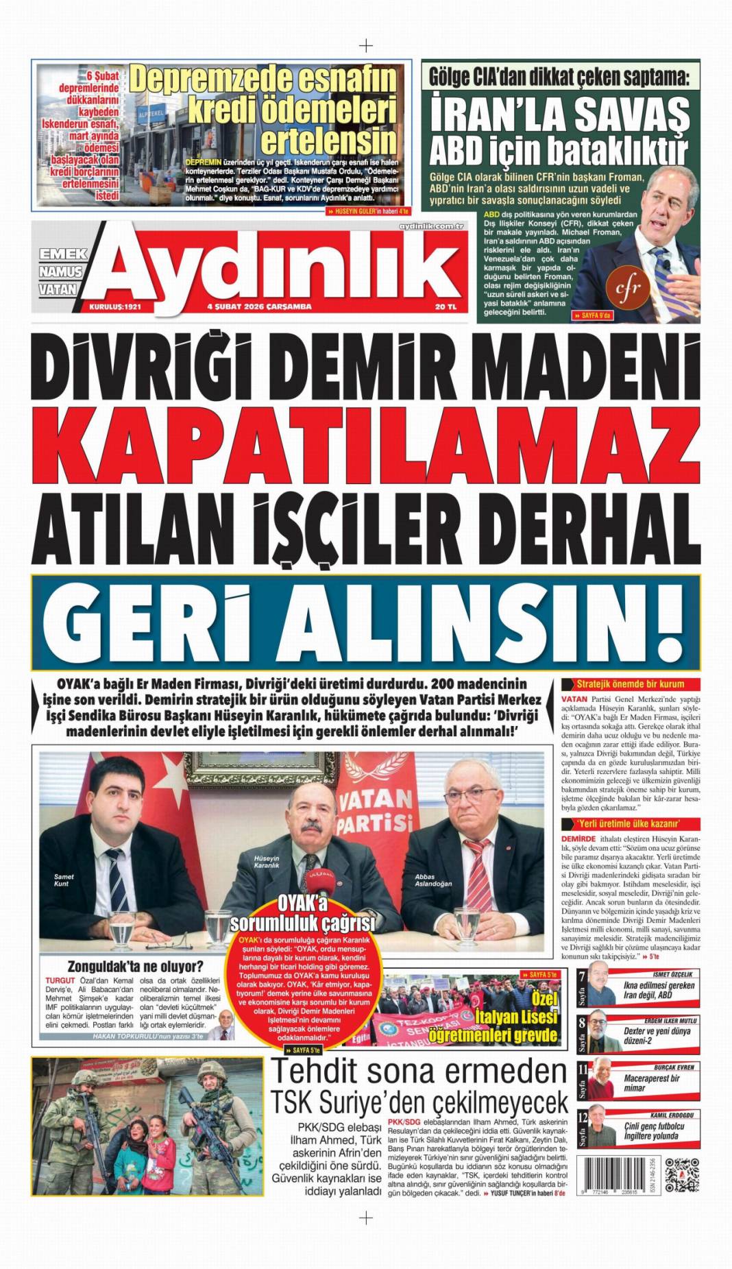 Siyanost sapıktan İlluminati itirafı: 4 Şubat 2026 Çarşamba güncel gazete manşetleri 7