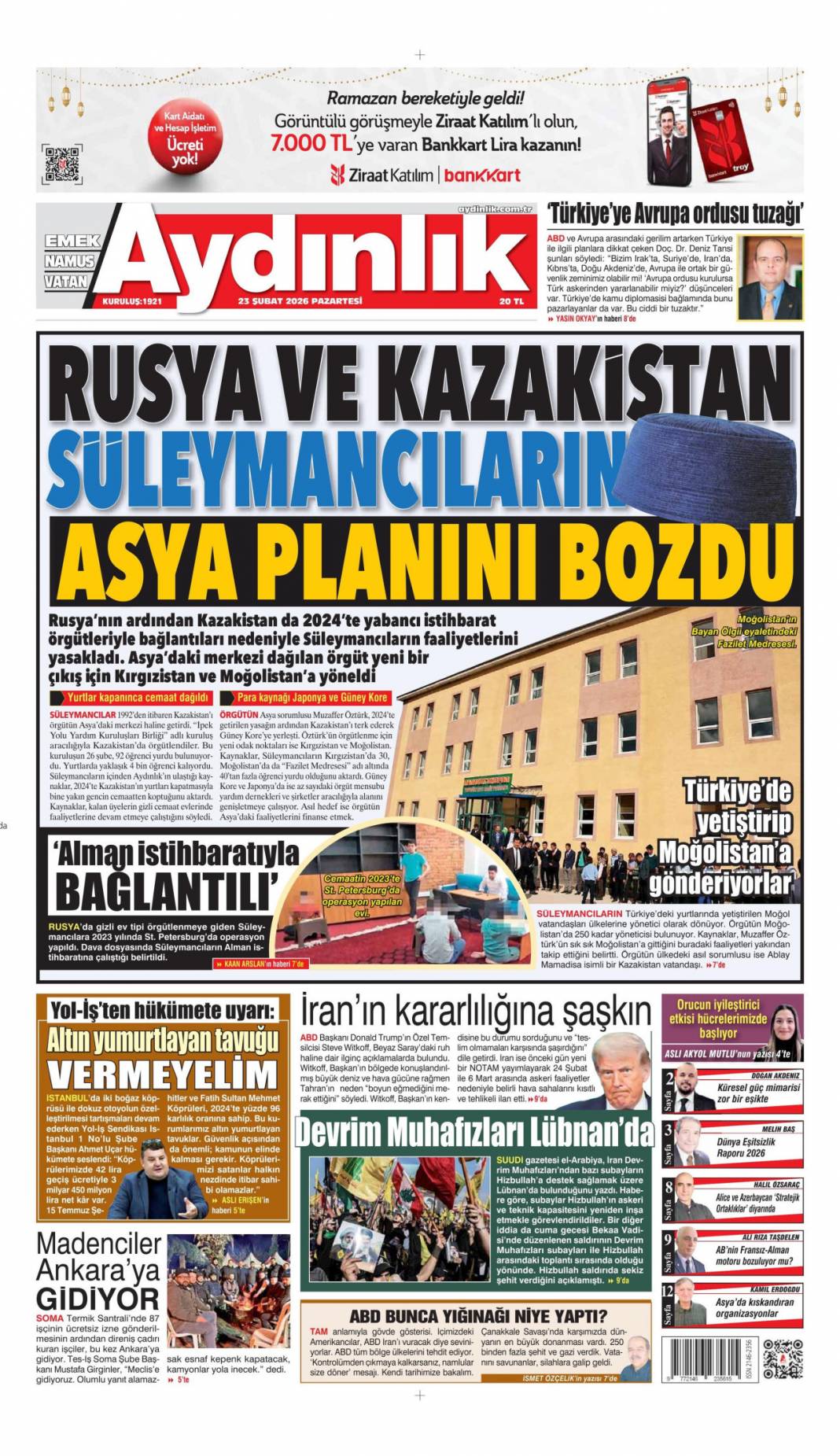 Zehir tacirlerine Avcı'dan Siber darbe: 23 Şubat 2026 Pazartesi güncel gazete manşetleri 12