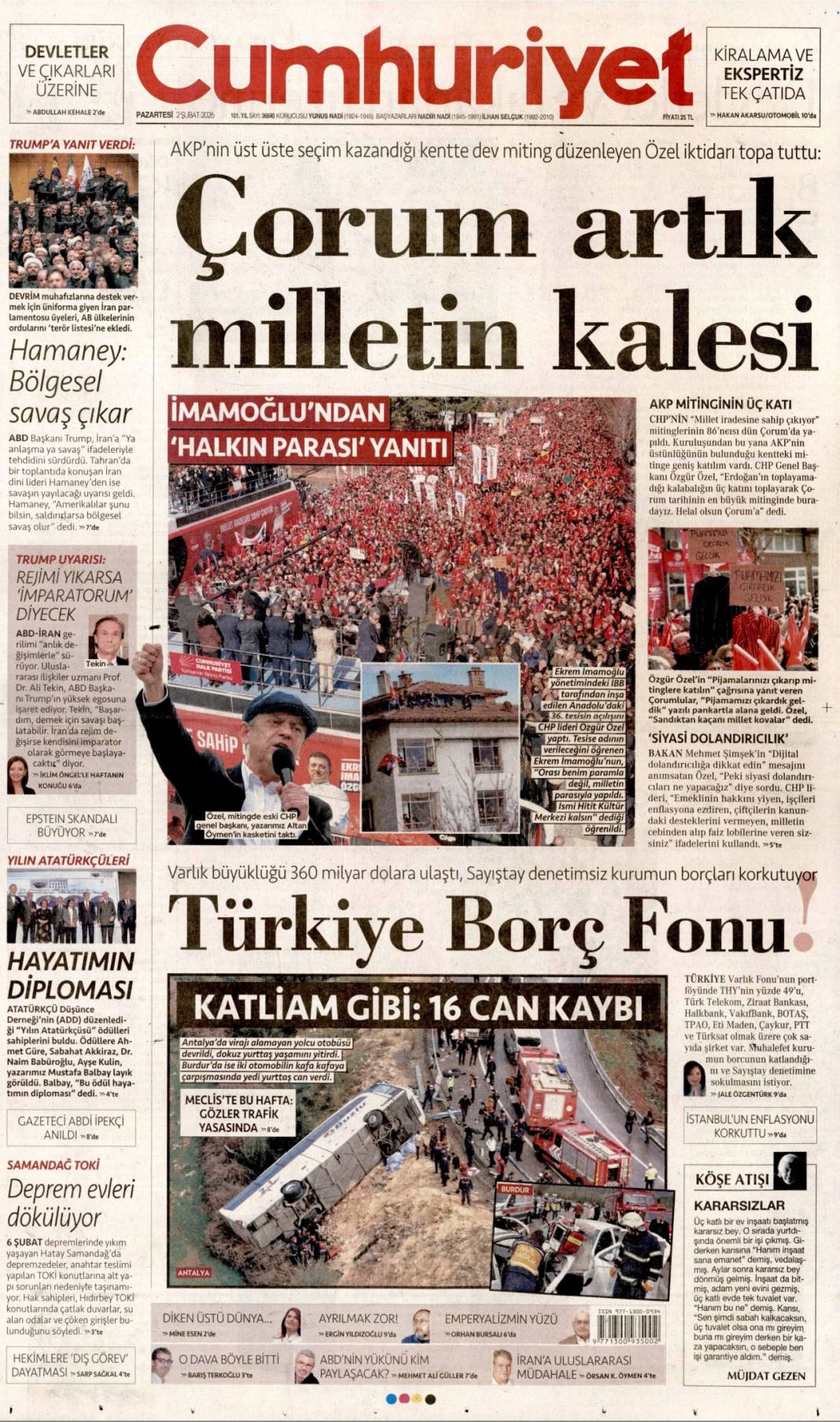 Avrupa saraylarını sarstı: 2 Şubat 2026 Pazartesi güncel gazete manşetleri 3