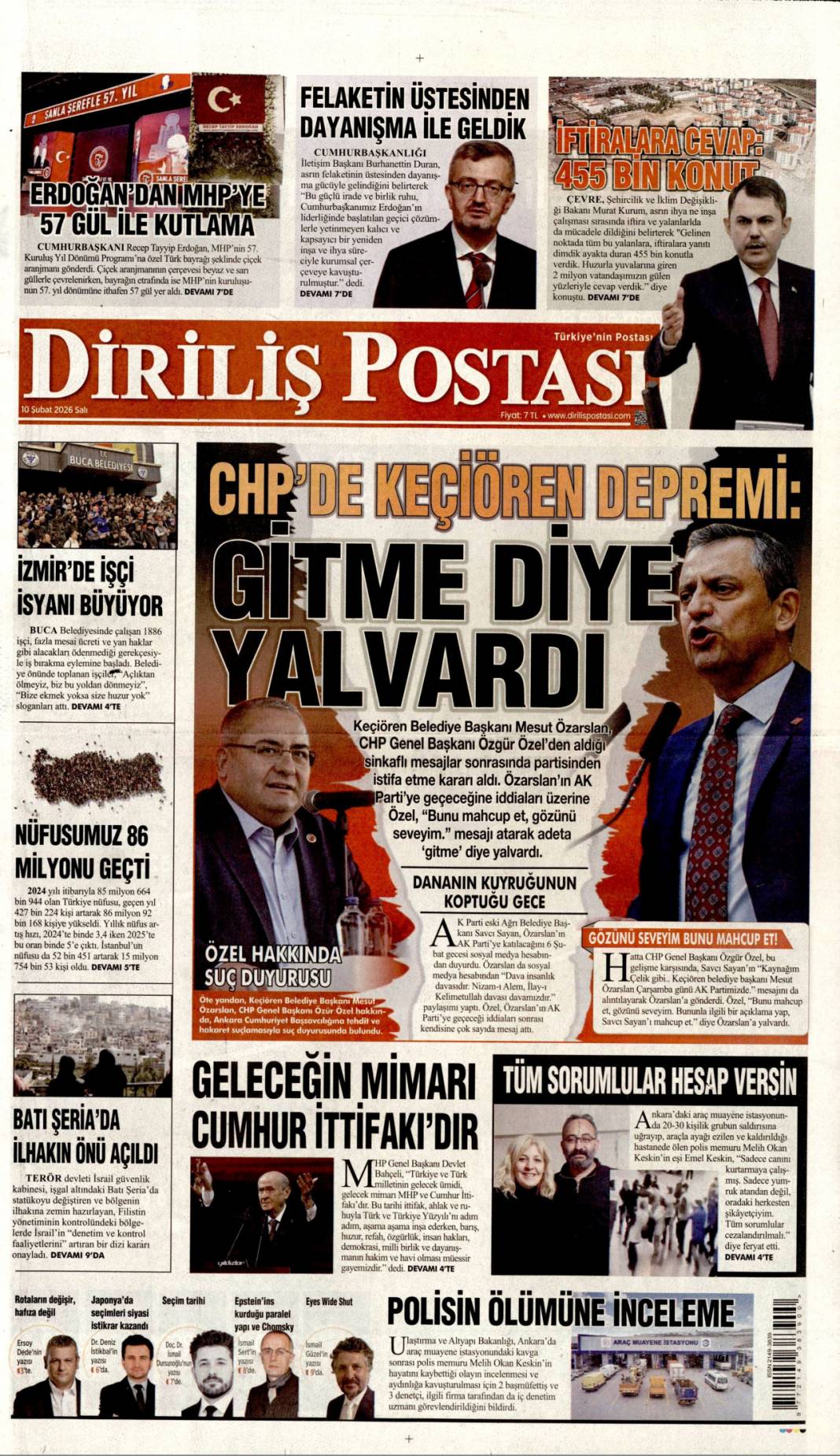 Rejimi devirmek boş bir hayal: 10 Şubat 2026 Salı güncel gazete manşetleri 12