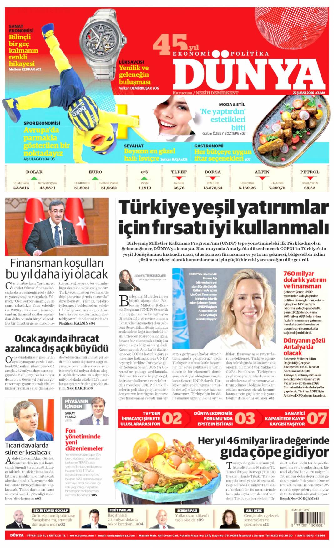 Her alanda tarihi dönüşüm yaşıyoruz: 27 Şubat 2026 Cuma güncel gazete manşetleri 14