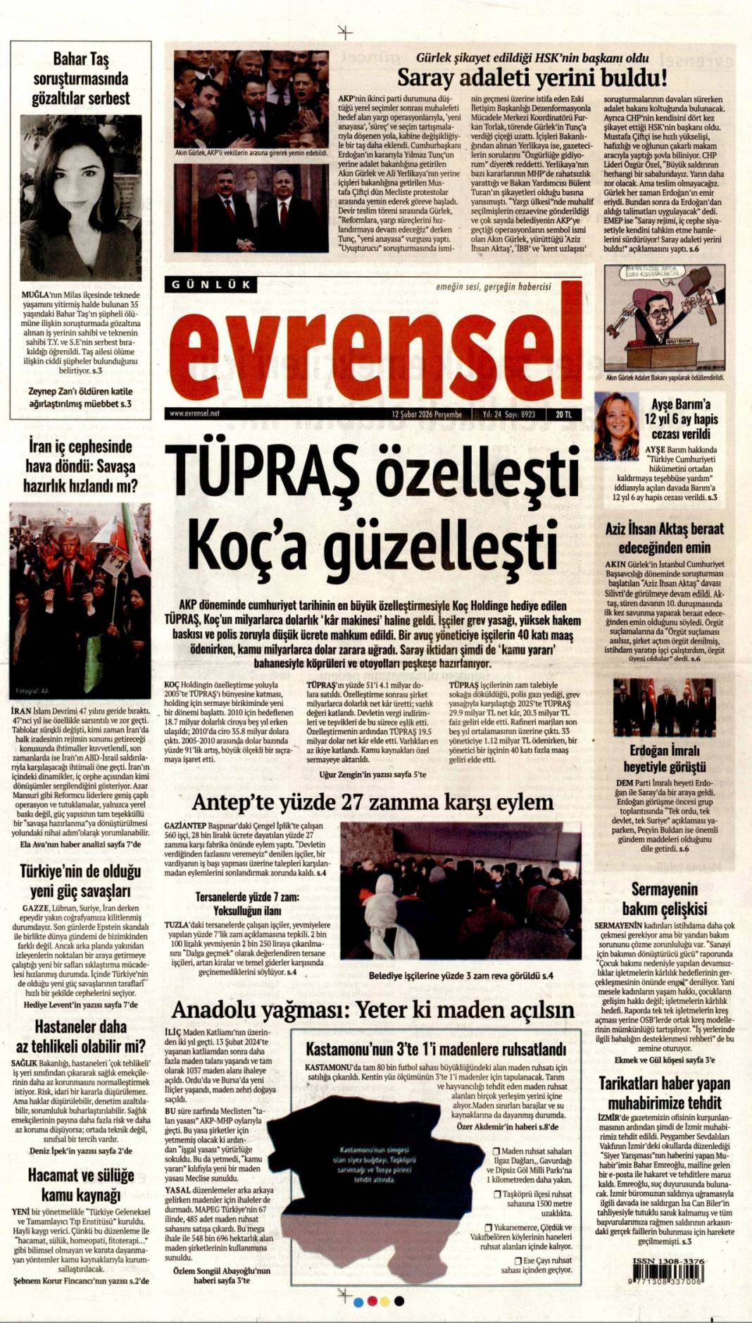 İşte böyle yemin ettiler: 12 Şubat 2026 Perşembe güncel gazete manşetleri 14