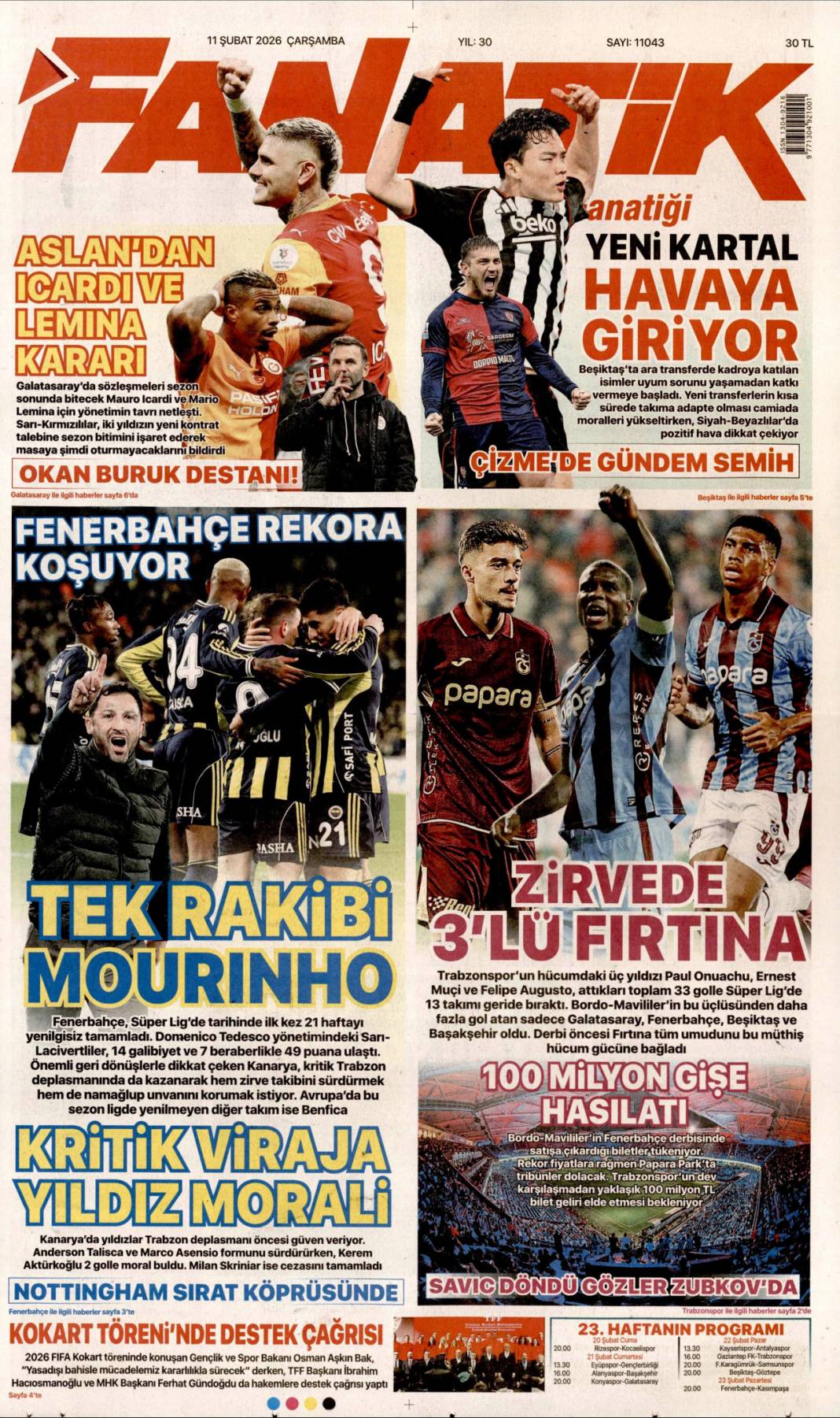 Tacizci başkana sahip çıktılar: 11 Şubat 2026 Çarşamba güncel gazete manşetleri 26