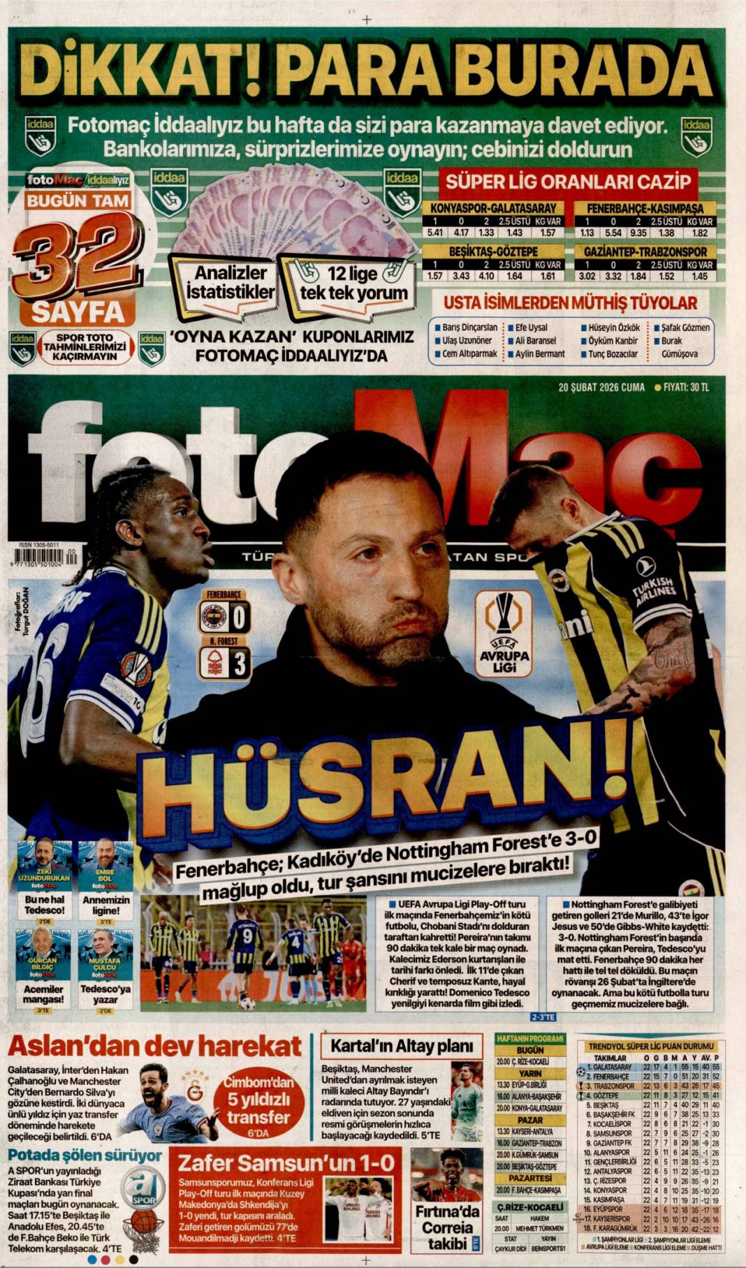 Şehitlerin emanetine sahip çıkıyoruz: 20 Şubat 2026 Cuma güncel gazete manşetleri 26