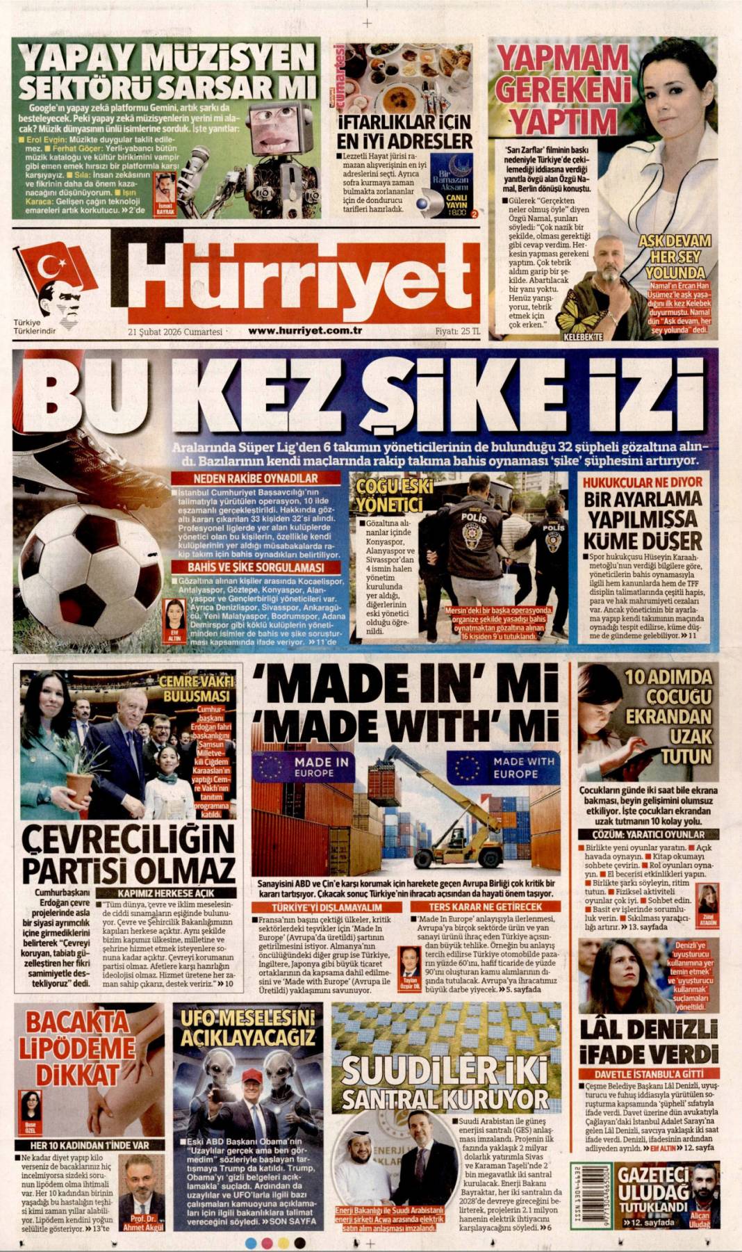 Türkiye Ramazanda Gazze'yi unutmadı: 21 Şubat 2026 Cumartesi güncel gazete manşetleri 3