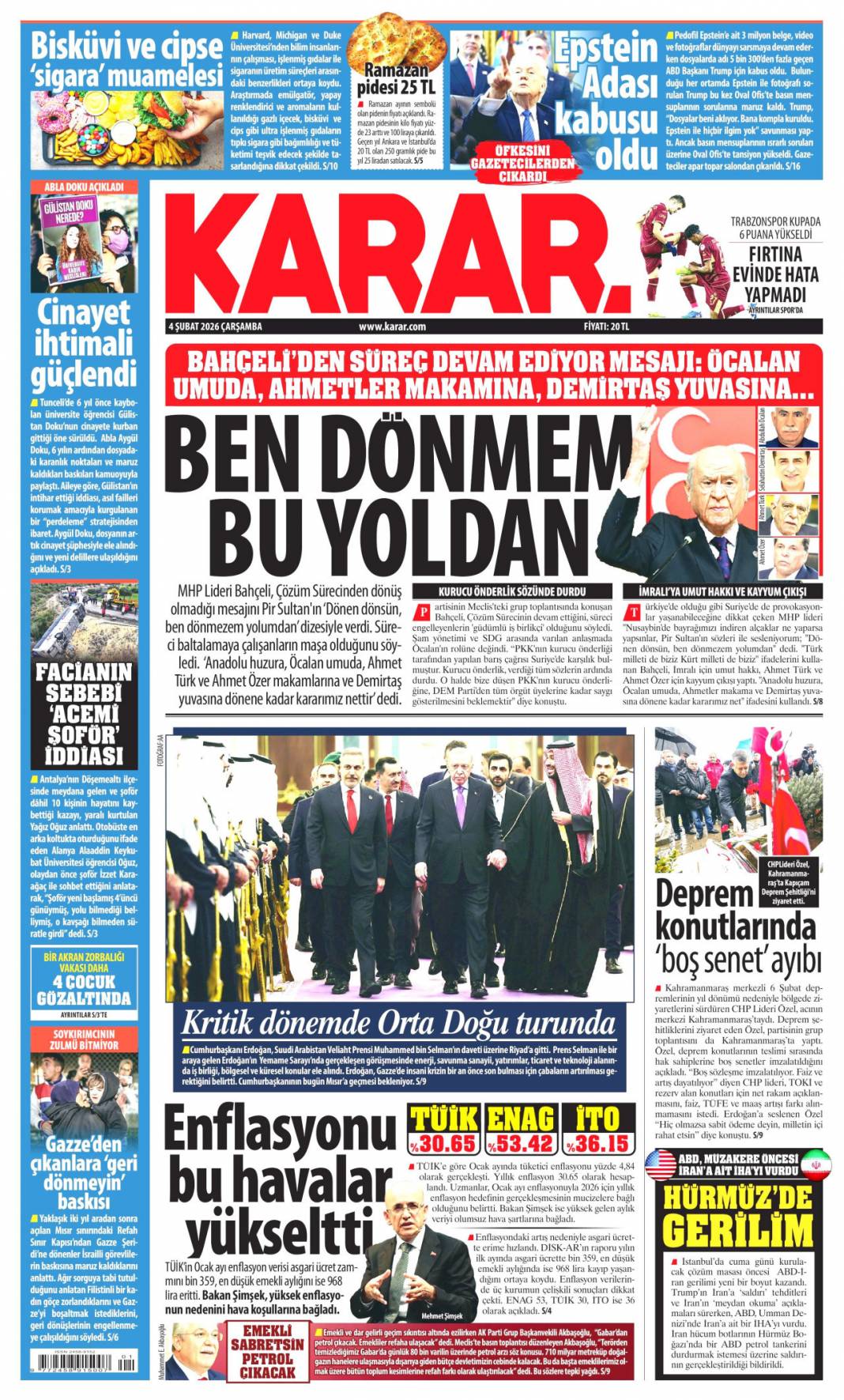 Siyanost sapıktan İlluminati itirafı: 4 Şubat 2026 Çarşamba güncel gazete manşetleri 13