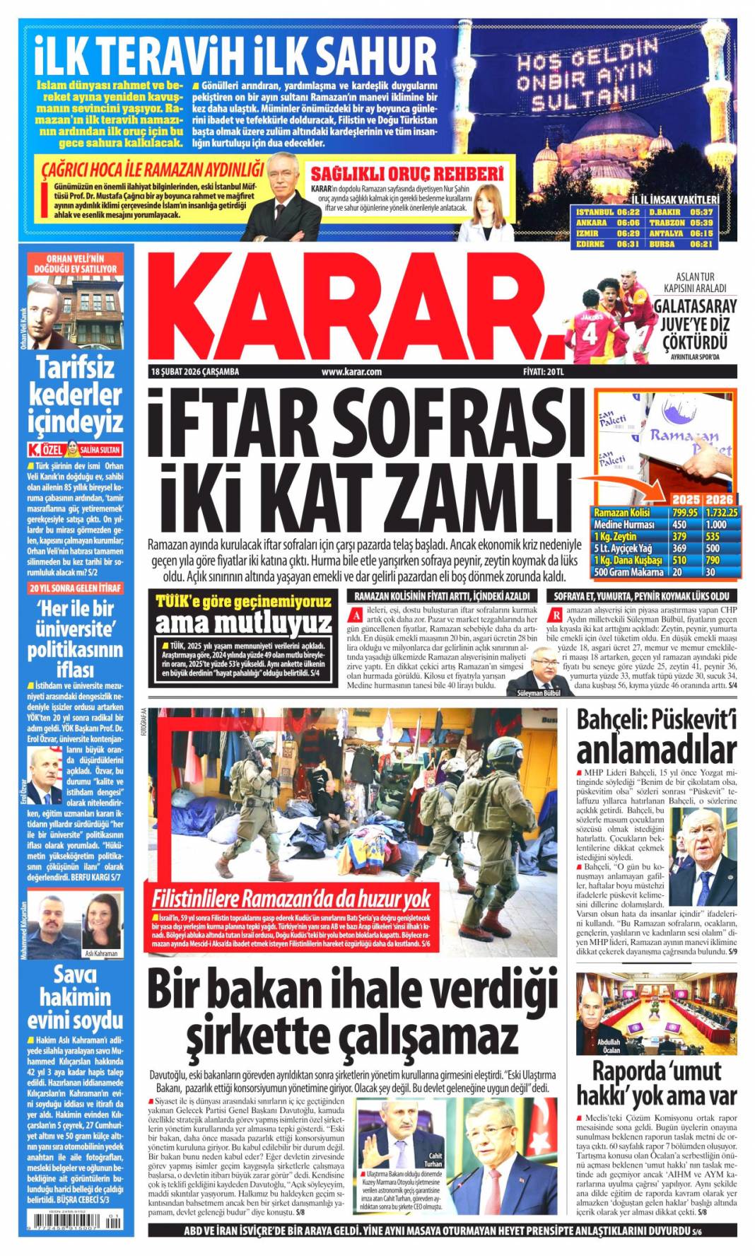 Afrika Boynuzu'nda çatışma istemiyoruz: 18 Şubat 2026 Çarşamba güncel gazete manşetleri 17