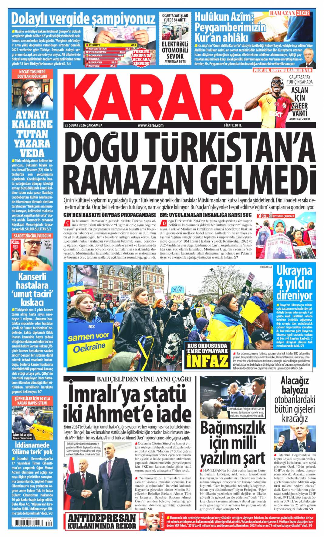 Rüşveti eksik verince sahneye çıkamadı: 25 Şubat 2026 Çarşamba güncel gazete manşetleri 14