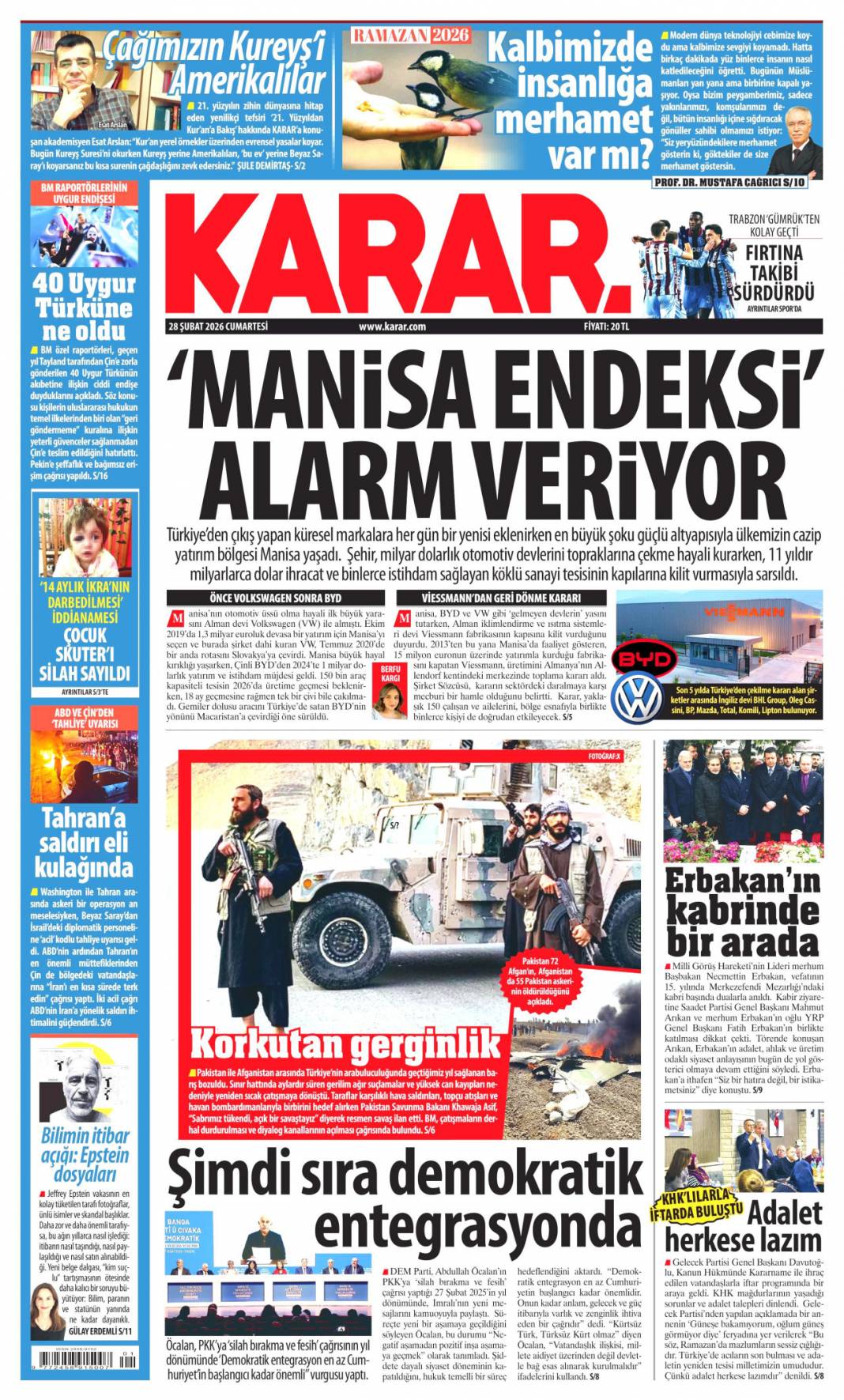 İmralı'dan 2. çağrı: 28 Şubat 2026 Cumartesi güncel gazete manşetleri 14