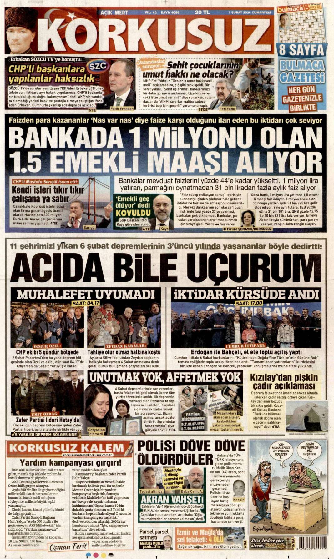 Bitmez dediler işte evler burada: 7 Şubat 2026 Cumartesi güncel gazete manşetleri 24