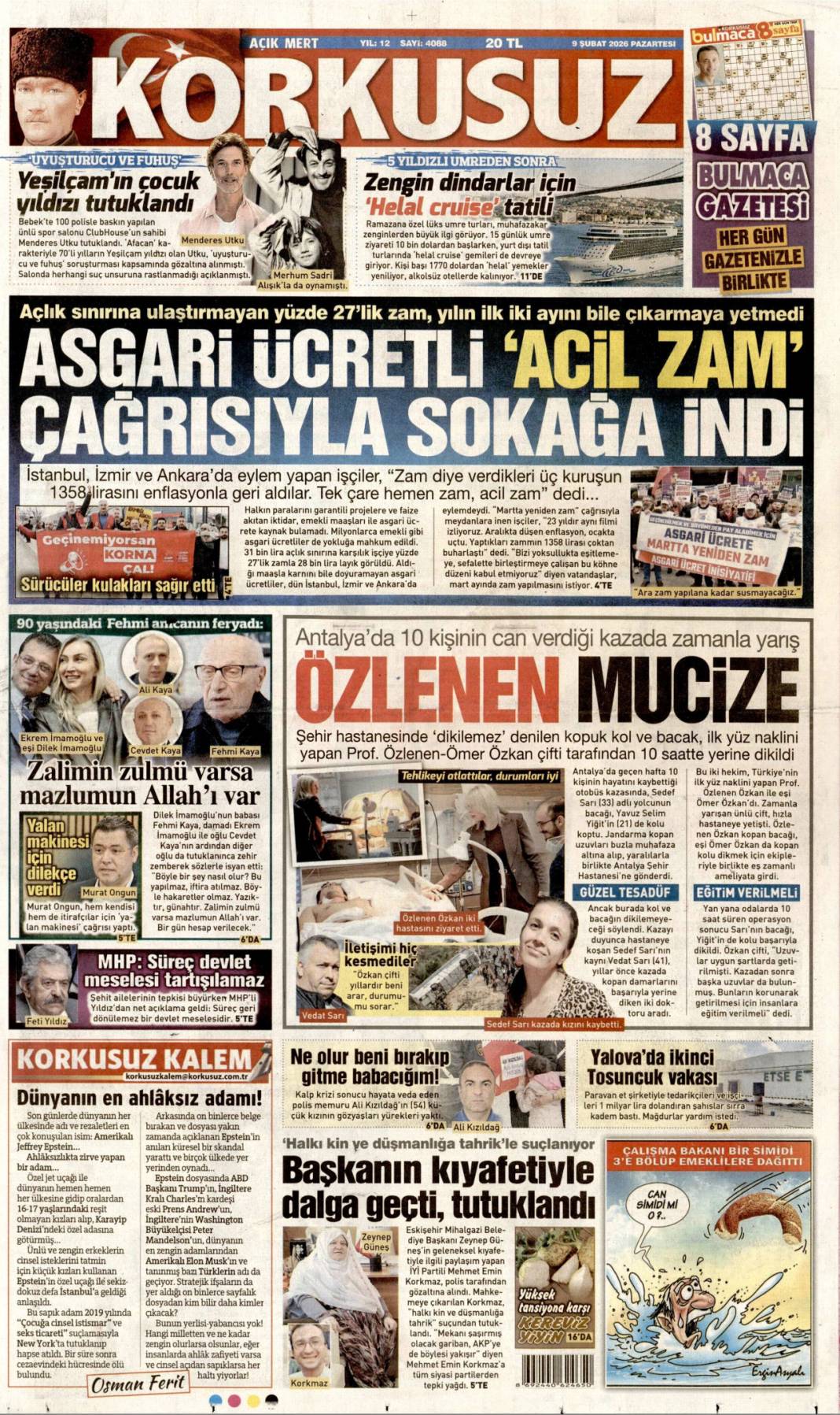 Türkiye olmadan Avrupa olmaz: 9 Şubat 2026 Pazartesi güncel gazete manşetleri 15
