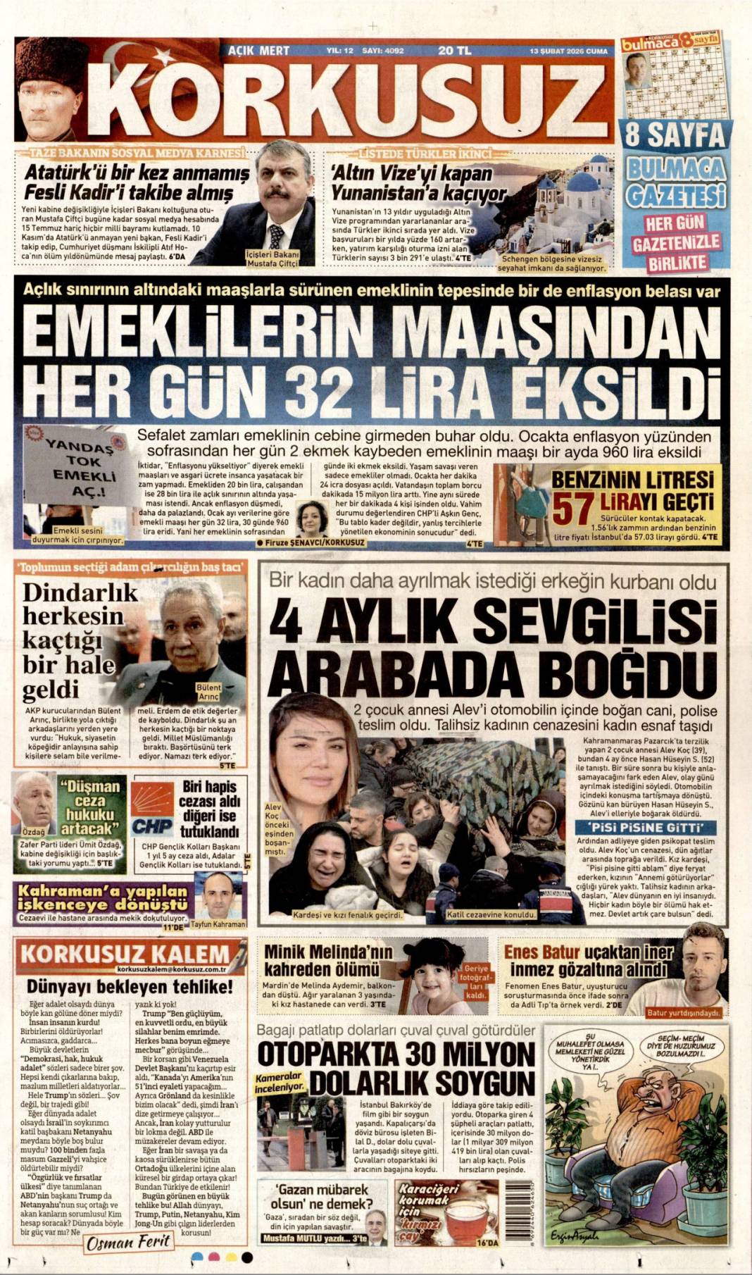 Faşizanlık CHP'nin iliklerine sinmiş: 13 Şubat 2026 Cuma güncel gazete manşetleri 15