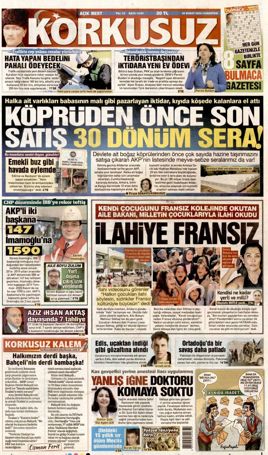 İmralı'dan 2. çağrı: 28 Şubat 2026 Cumartesi güncel gazete manşetleri 15