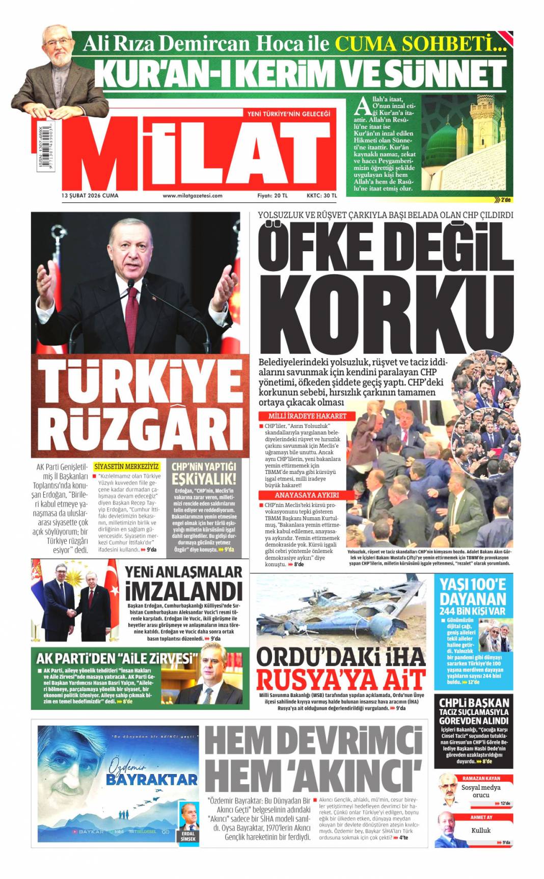 Faşizanlık CHP'nin iliklerine sinmiş: 13 Şubat 2026 Cuma güncel gazete manşetleri 16