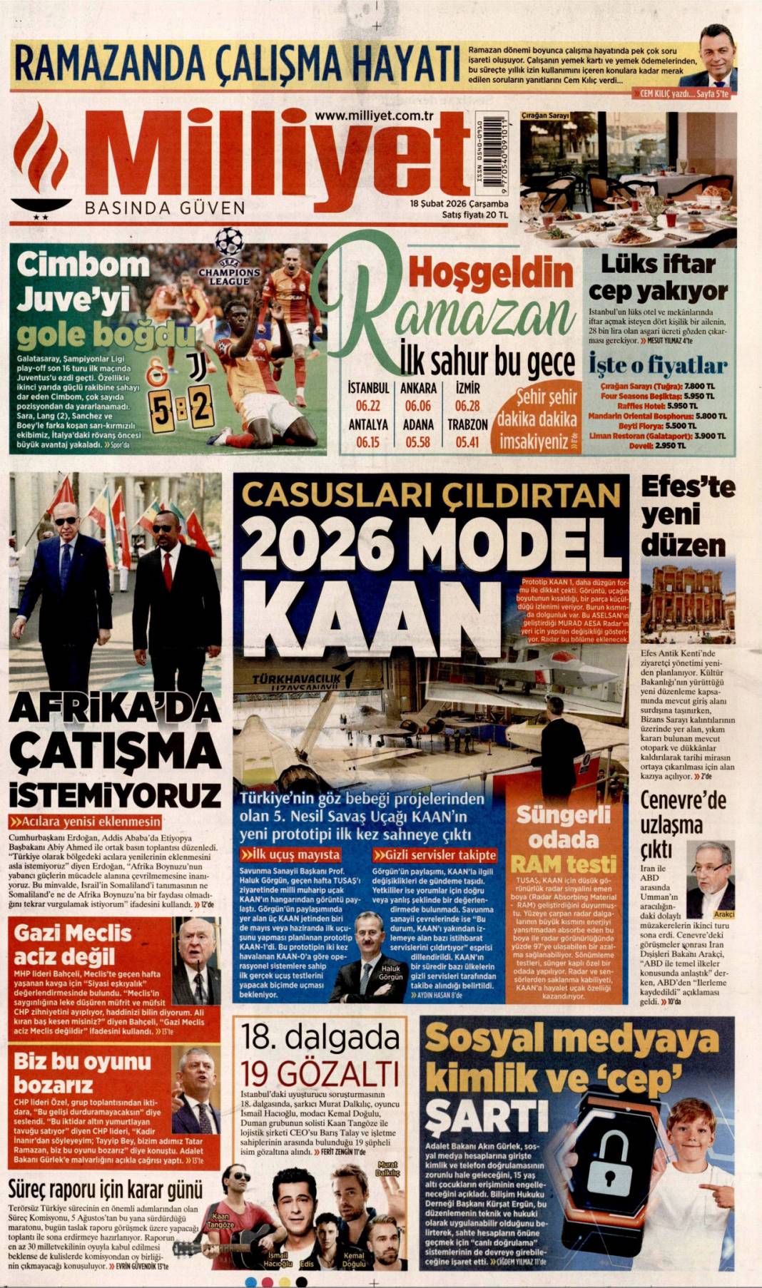 Afrika Boynuzu'nda çatışma istemiyoruz: 18 Şubat 2026 Çarşamba güncel gazete manşetleri 5