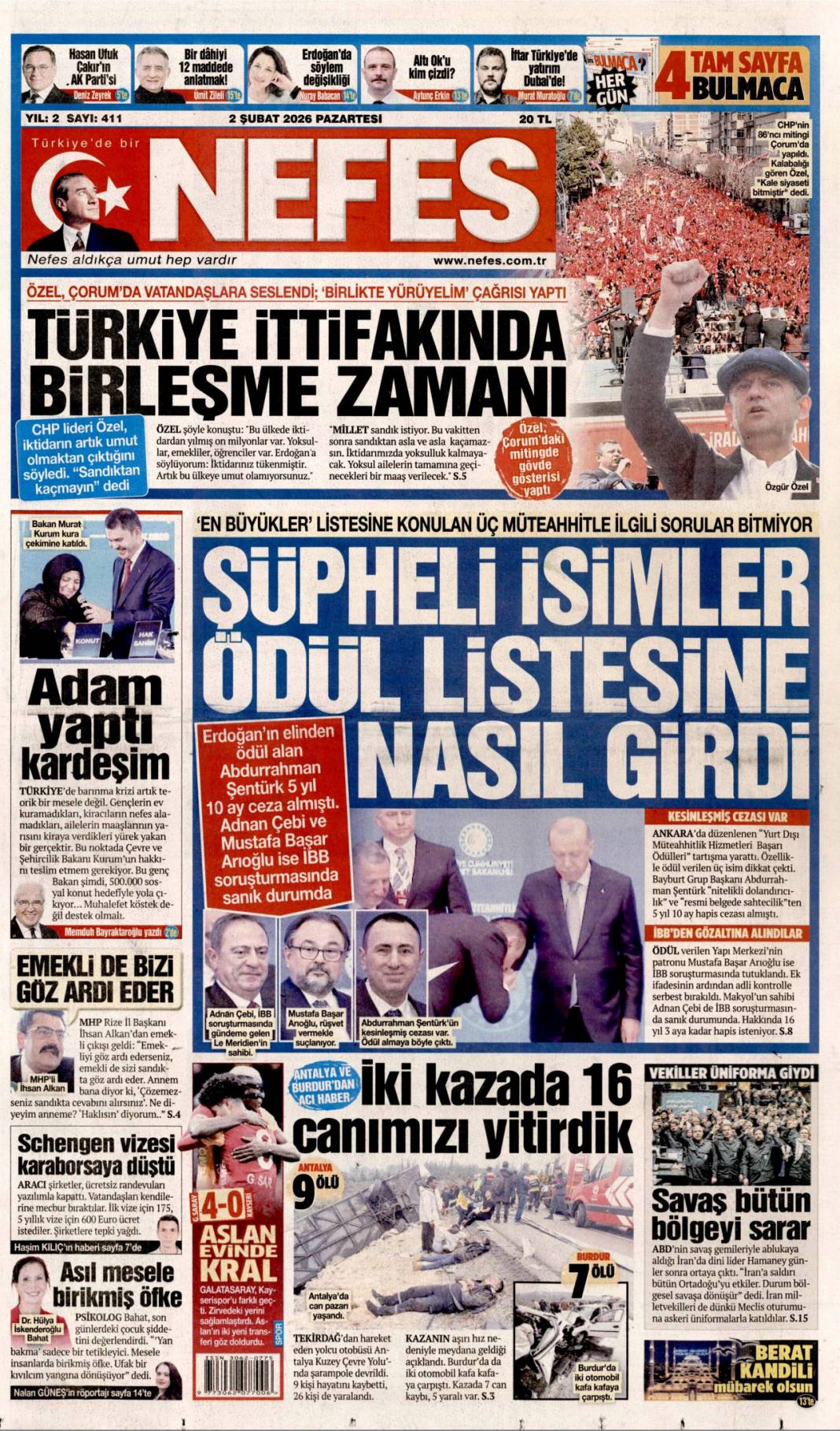 Avrupa saraylarını sarstı: 2 Şubat 2026 Pazartesi güncel gazete manşetleri 18