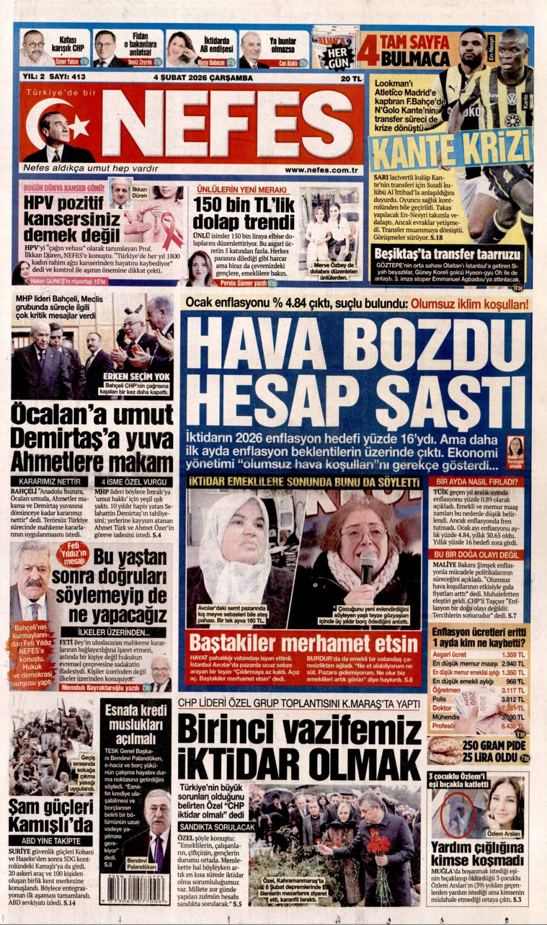 Siyanost sapıktan İlluminati itirafı: 4 Şubat 2026 Çarşamba güncel gazete manşetleri 17