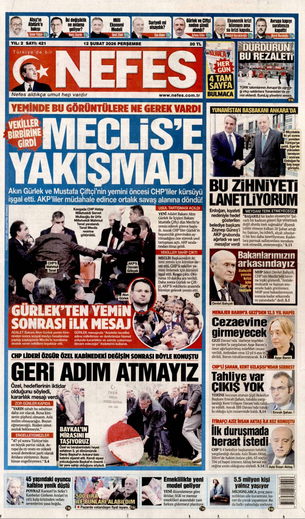 İşte böyle yemin ettiler: 12 Şubat 2026 Perşembe güncel gazete manşetleri 19