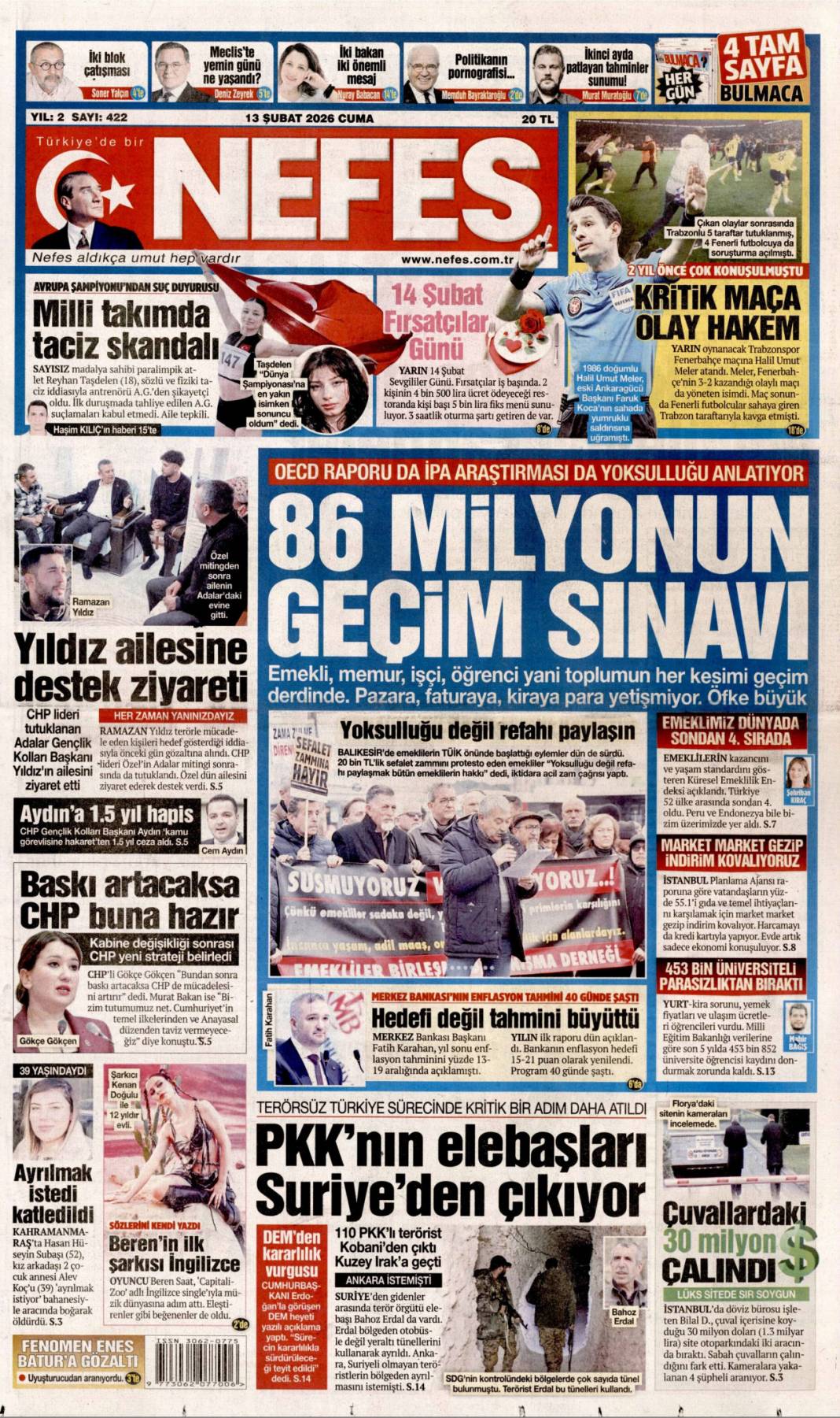 Faşizanlık CHP'nin iliklerine sinmiş: 13 Şubat 2026 Cuma güncel gazete manşetleri 18