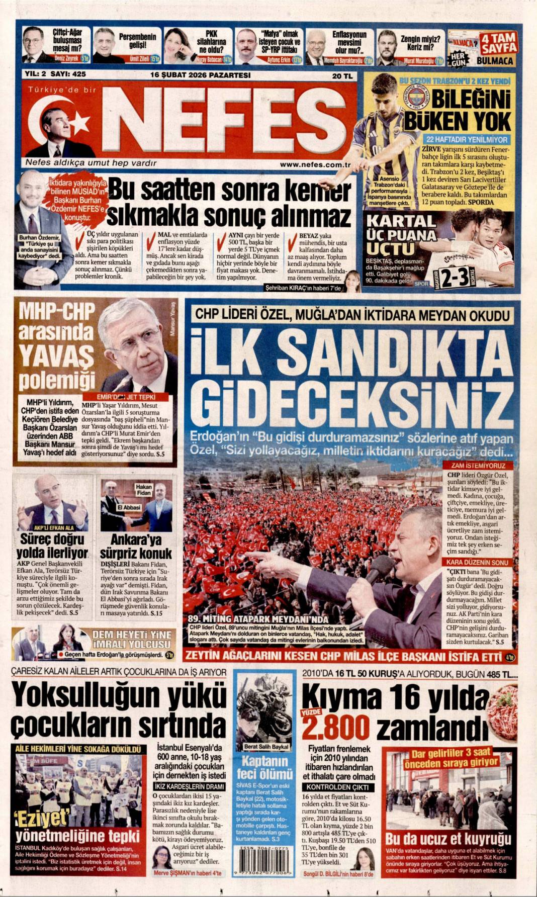 İstifa ağaç katliamını örtmez: 16 Şubat 2026 Pazartesi güncel gazete manşetleri 23