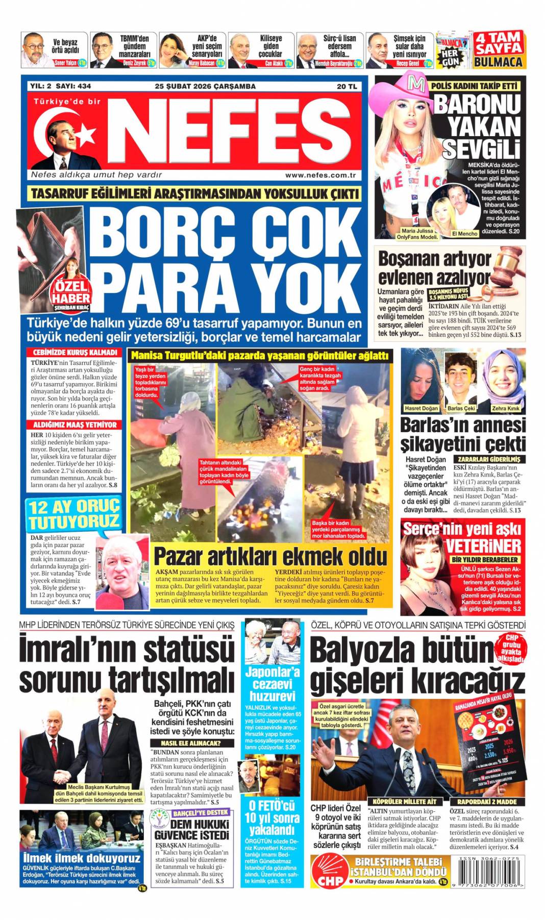 Rüşveti eksik verince sahneye çıkamadı: 25 Şubat 2026 Çarşamba güncel gazete manşetleri 18