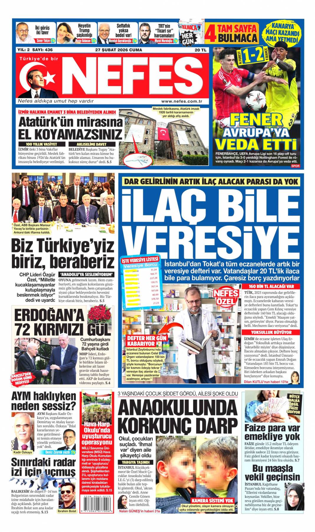 Her alanda tarihi dönüşüm yaşıyoruz: 27 Şubat 2026 Cuma güncel gazete manşetleri 20