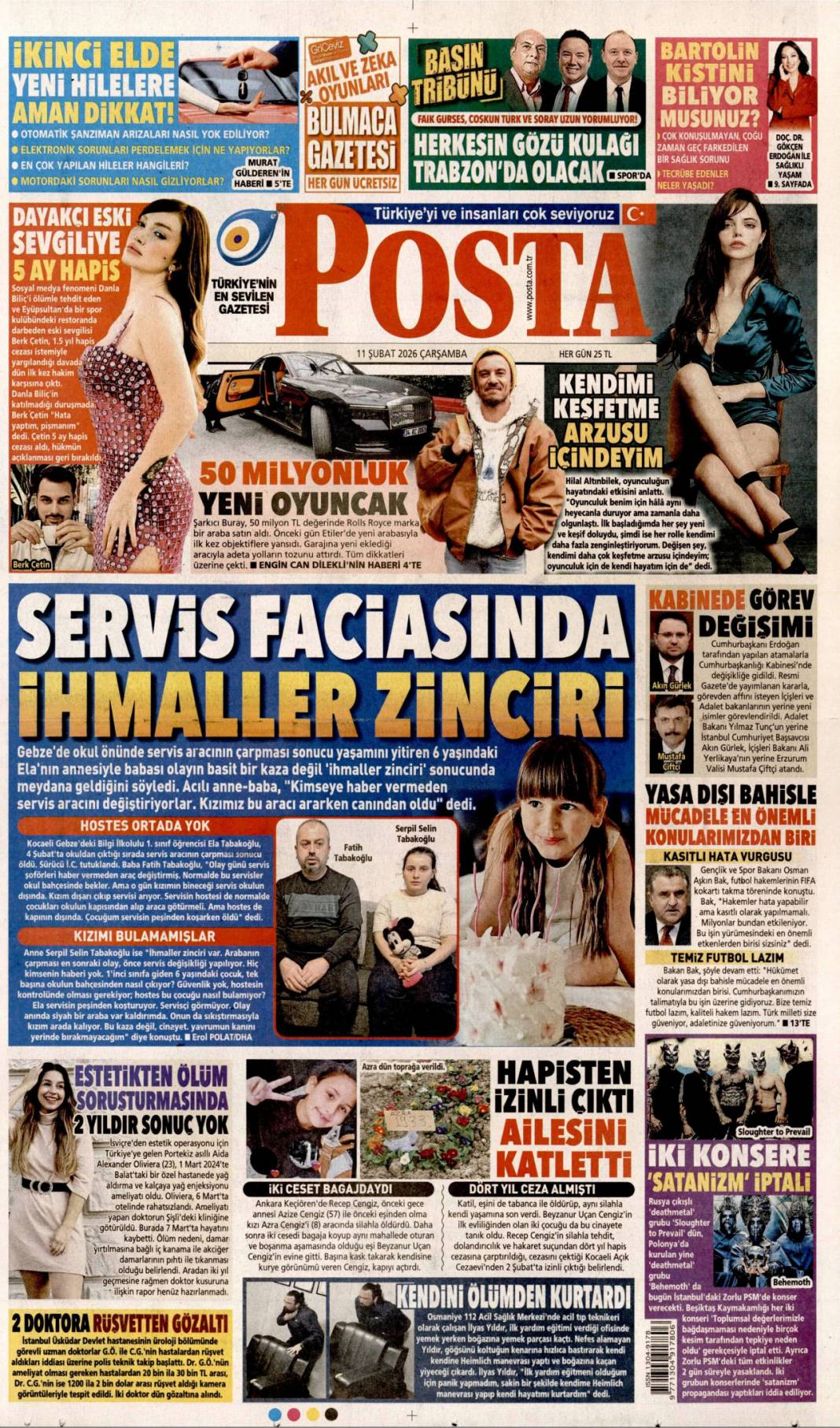 Tacizci başkana sahip çıktılar: 11 Şubat 2026 Çarşamba güncel gazete manşetleri 16