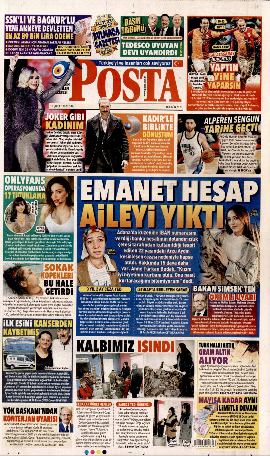 CHP'li tacizci hâlâ görevde: 17 Şubat 2026 Salı güncel gazete manşetleri 19