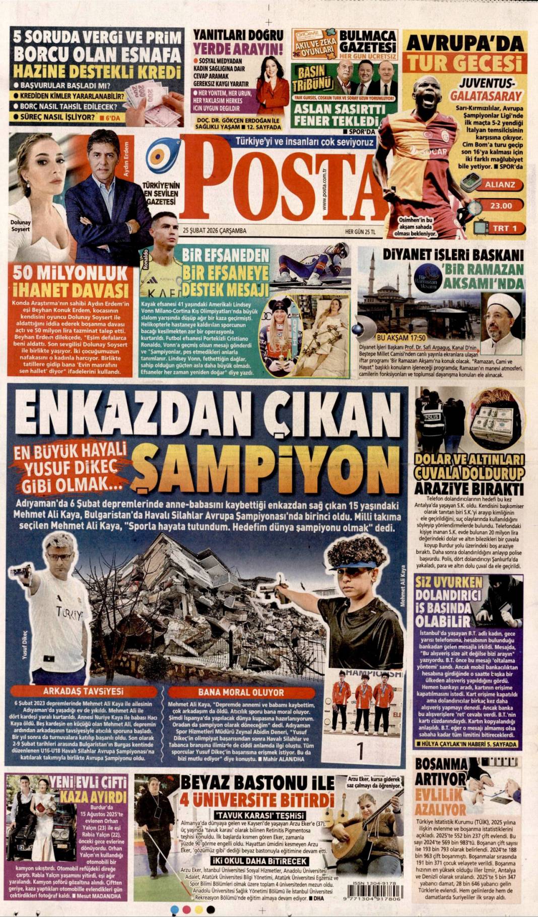 Rüşveti eksik verince sahneye çıkamadı: 25 Şubat 2026 Çarşamba güncel gazete manşetleri 19