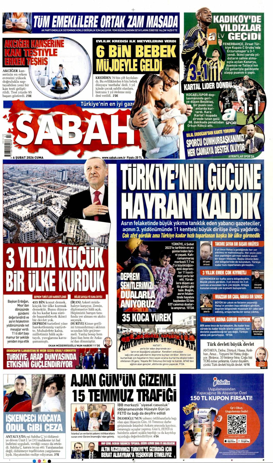 Türkiye'nin gücüne hayran kaldık: 6 Şubat 2026 Cuma güncel gazete manşetleri 1