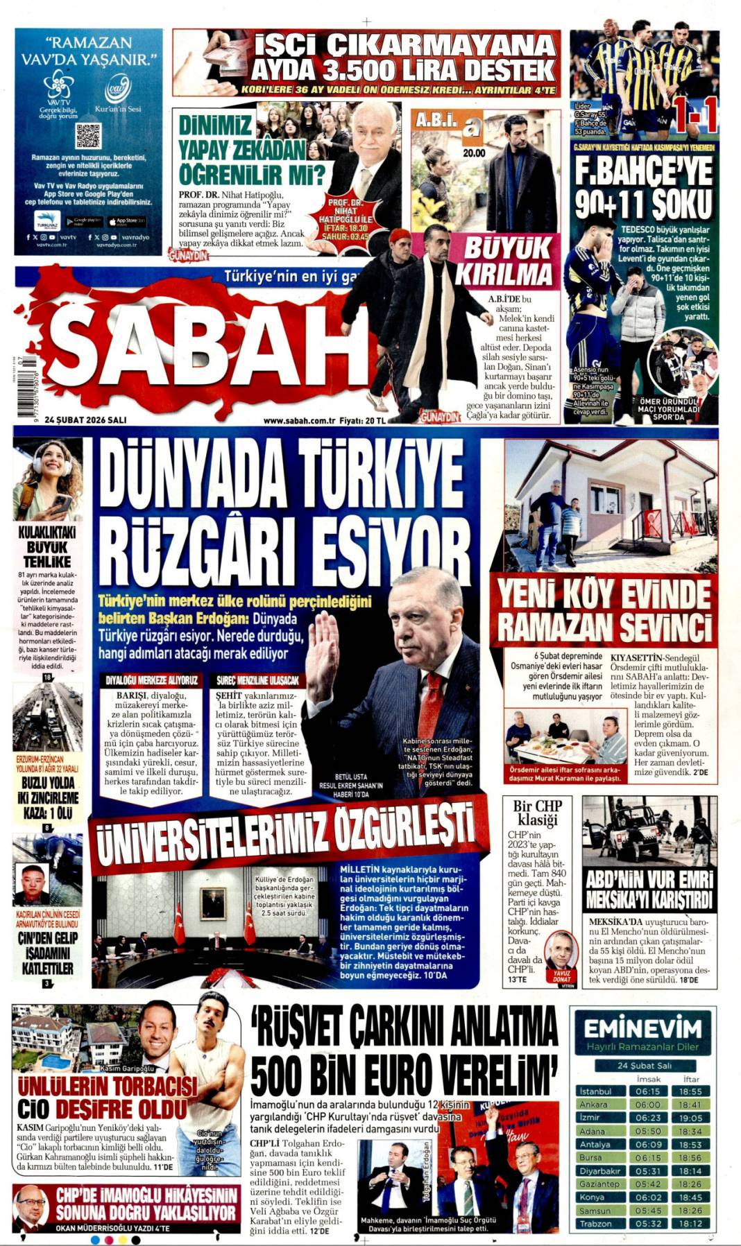 Dünyada Türkiye rüzgârı esiyor: 24 Şubat 2026 Salı güncel gazete manşetleri 1