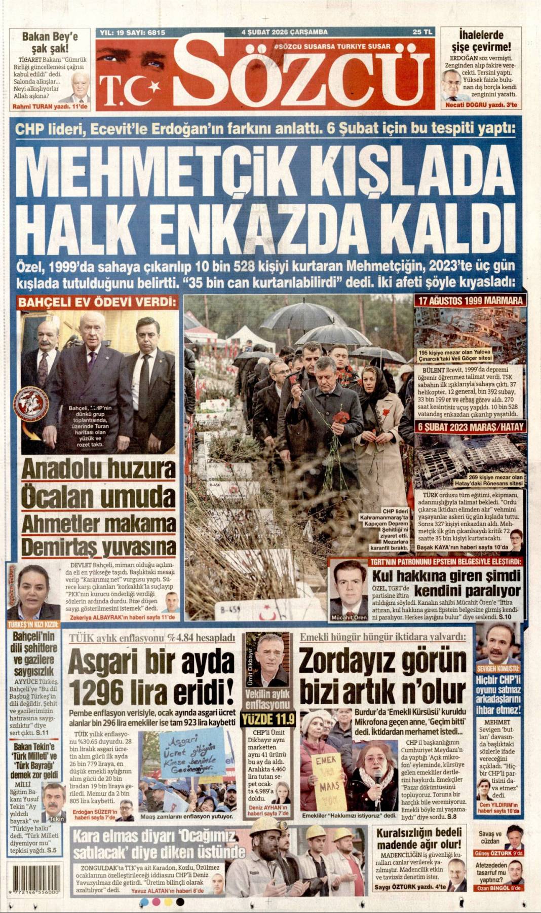 Siyanost sapıktan İlluminati itirafı: 4 Şubat 2026 Çarşamba güncel gazete manşetleri 19