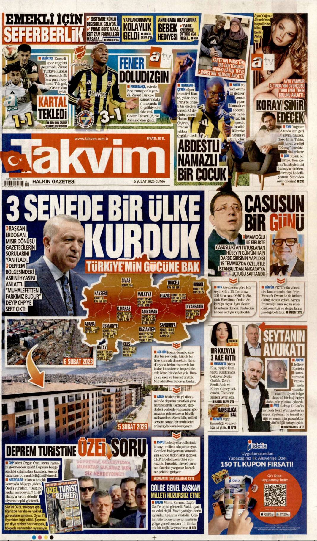 Türkiye'nin gücüne hayran kaldık: 6 Şubat 2026 Cuma güncel gazete manşetleri 18