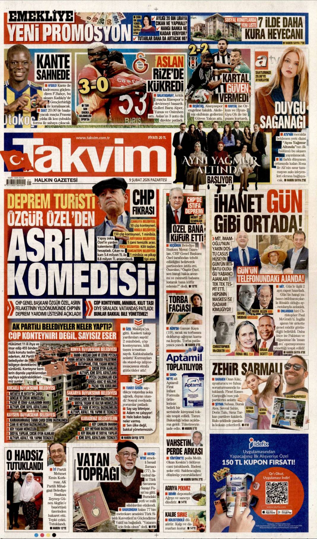 Türkiye olmadan Avrupa olmaz: 9 Şubat 2026 Pazartesi güncel gazete manşetleri 20