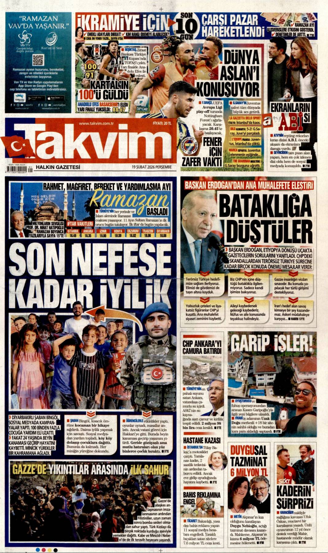 Terör prangasını parçaladık: 19 Şubat 2026 Perşembe güncel gazete manşetleri 17