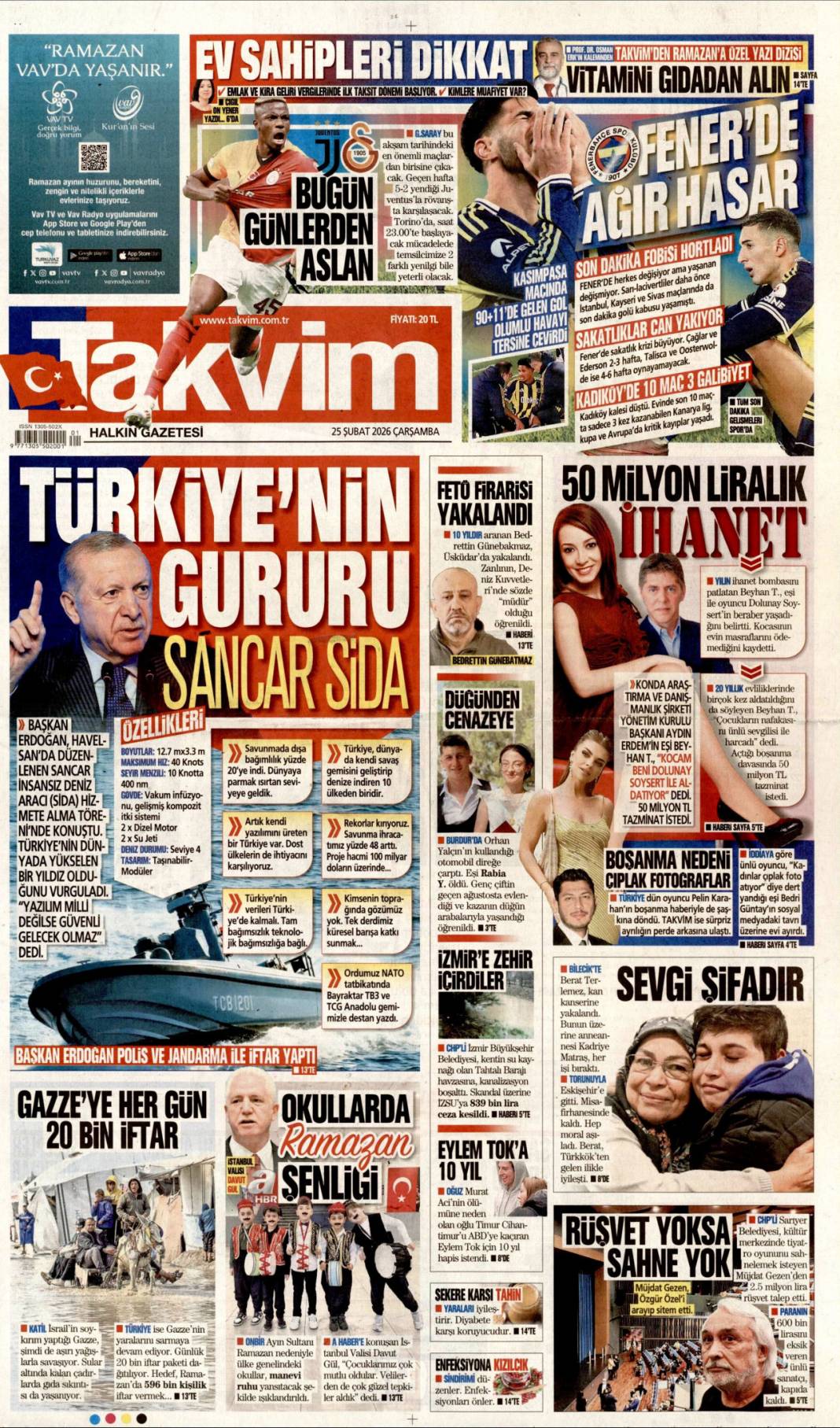 Rüşveti eksik verince sahneye çıkamadı: 25 Şubat 2026 Çarşamba güncel gazete manşetleri 21