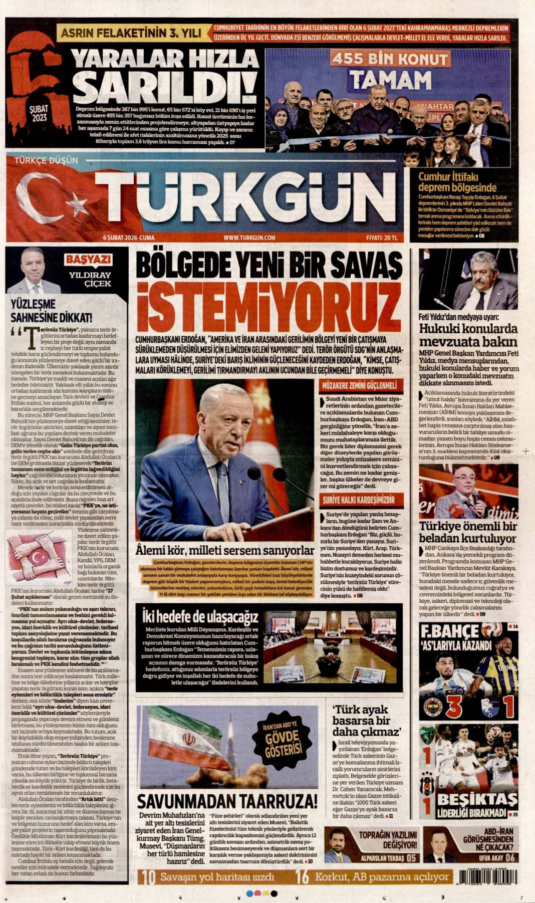 Türkiye'nin gücüne hayran kaldık: 6 Şubat 2026 Cuma güncel gazete manşetleri 19