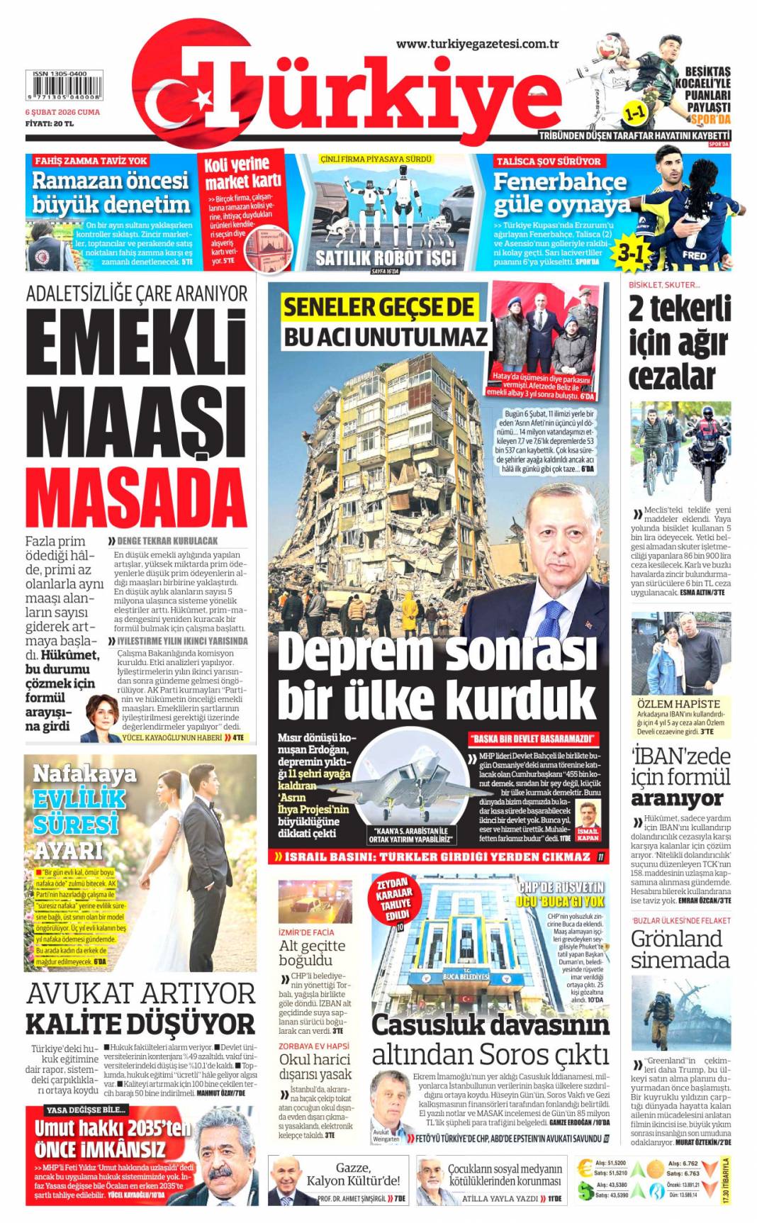 Türkiye'nin gücüne hayran kaldık: 6 Şubat 2026 Cuma güncel gazete manşetleri 4