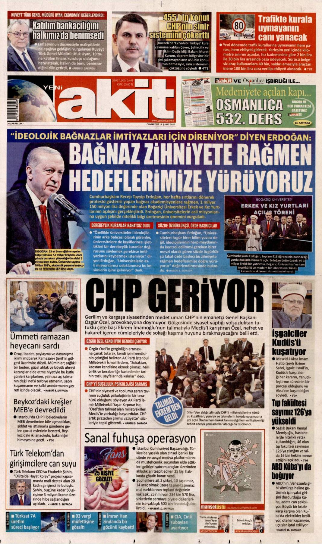 Hepsinin kökünü kazıyacağız: 14 Şubat 2026 Cumartesi güncel gazete manşetleri 7