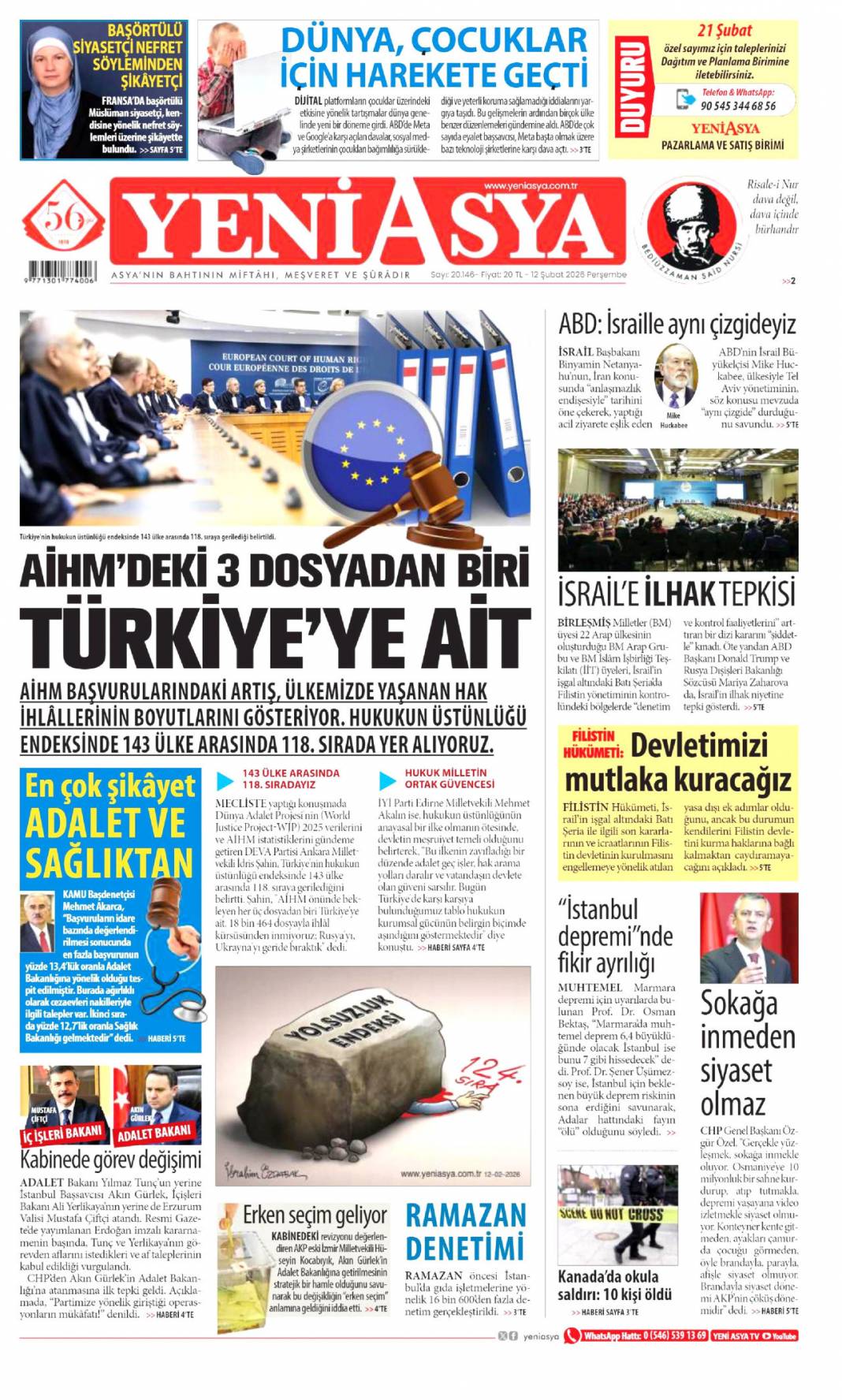 İşte böyle yemin ettiler: 12 Şubat 2026 Perşembe güncel gazete manşetleri 9