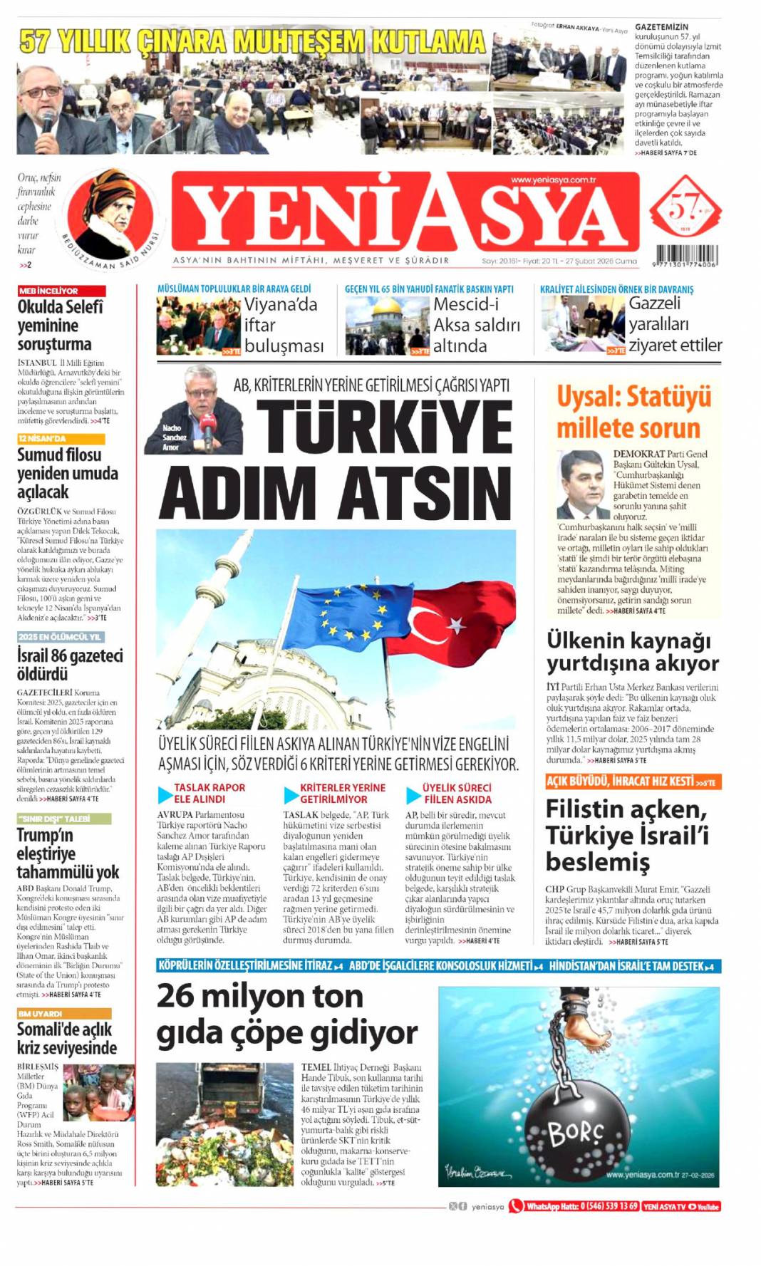 Her alanda tarihi dönüşüm yaşıyoruz: 27 Şubat 2026 Cuma güncel gazete manşetleri 23