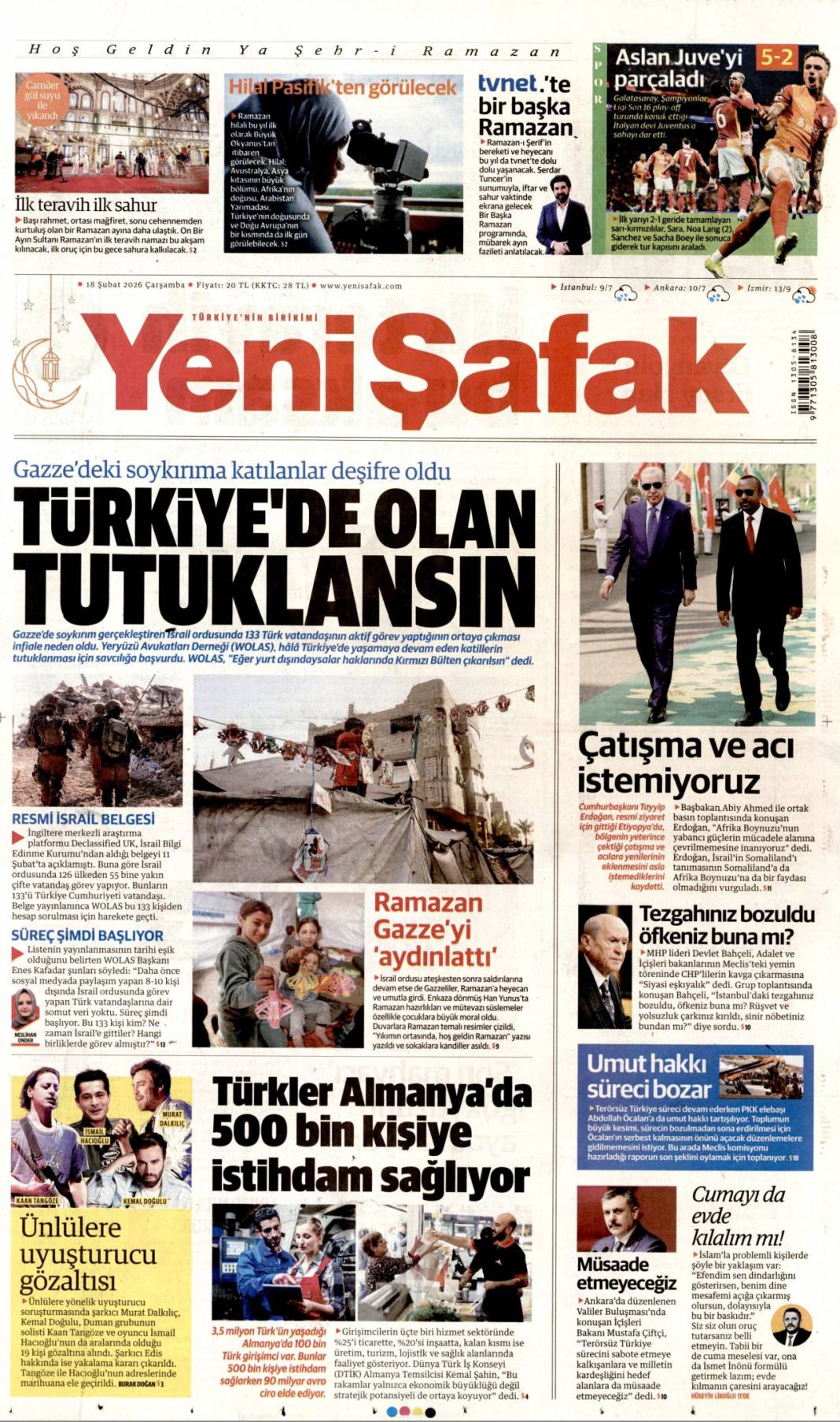 Afrika Boynuzu'nda çatışma istemiyoruz: 18 Şubat 2026 Çarşamba güncel gazete manşetleri 9