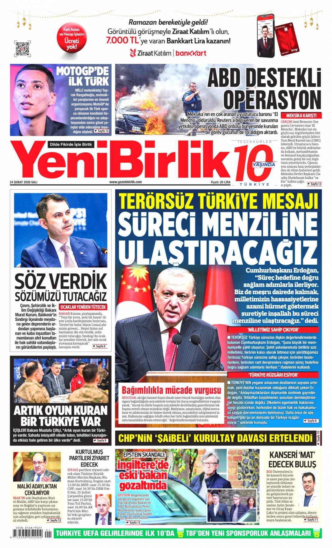 Dünyada Türkiye rüzgârı esiyor: 24 Şubat 2026 Salı güncel gazete manşetleri 23